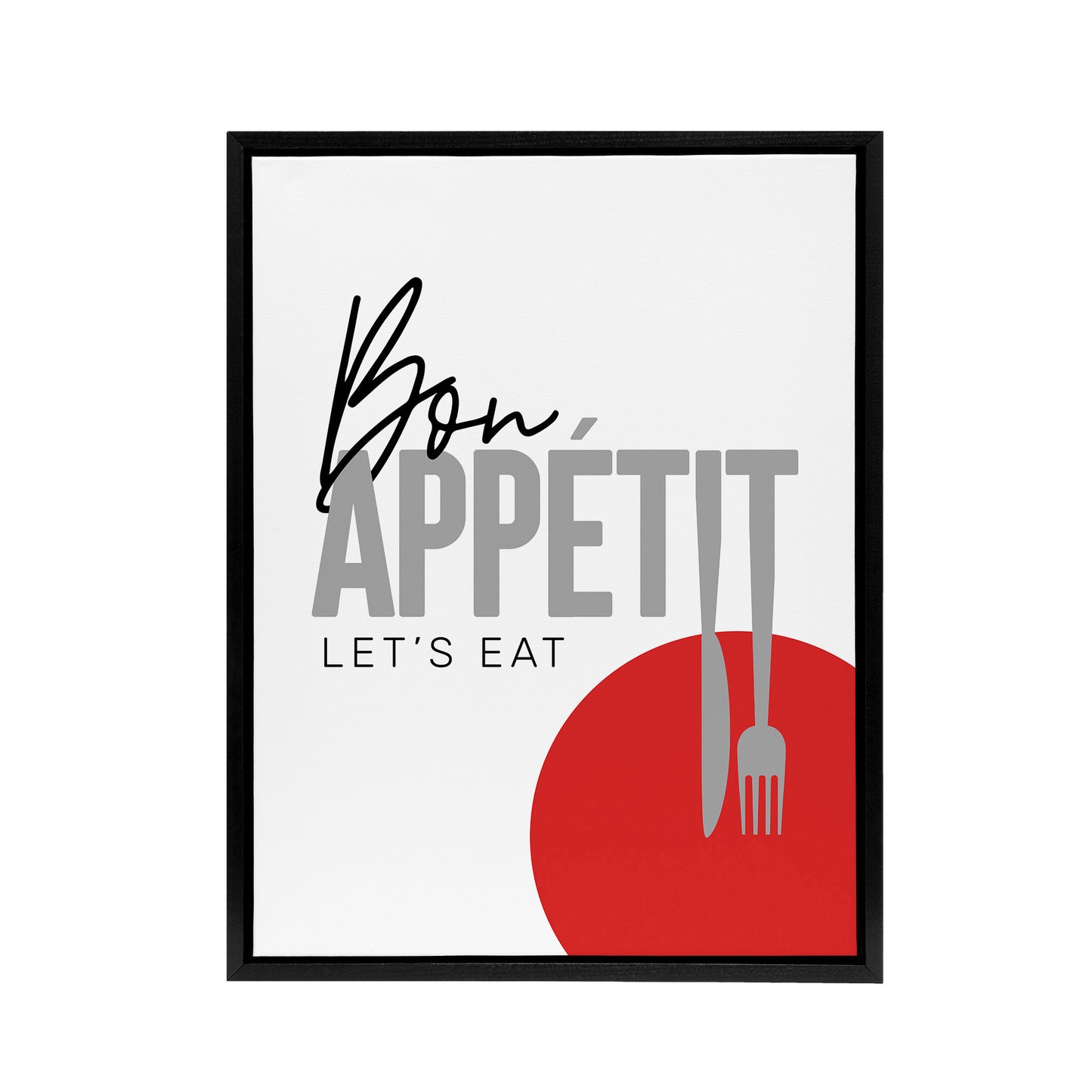 Bon Appetit Kitchen Black Framed Canvas Wall Art Print
