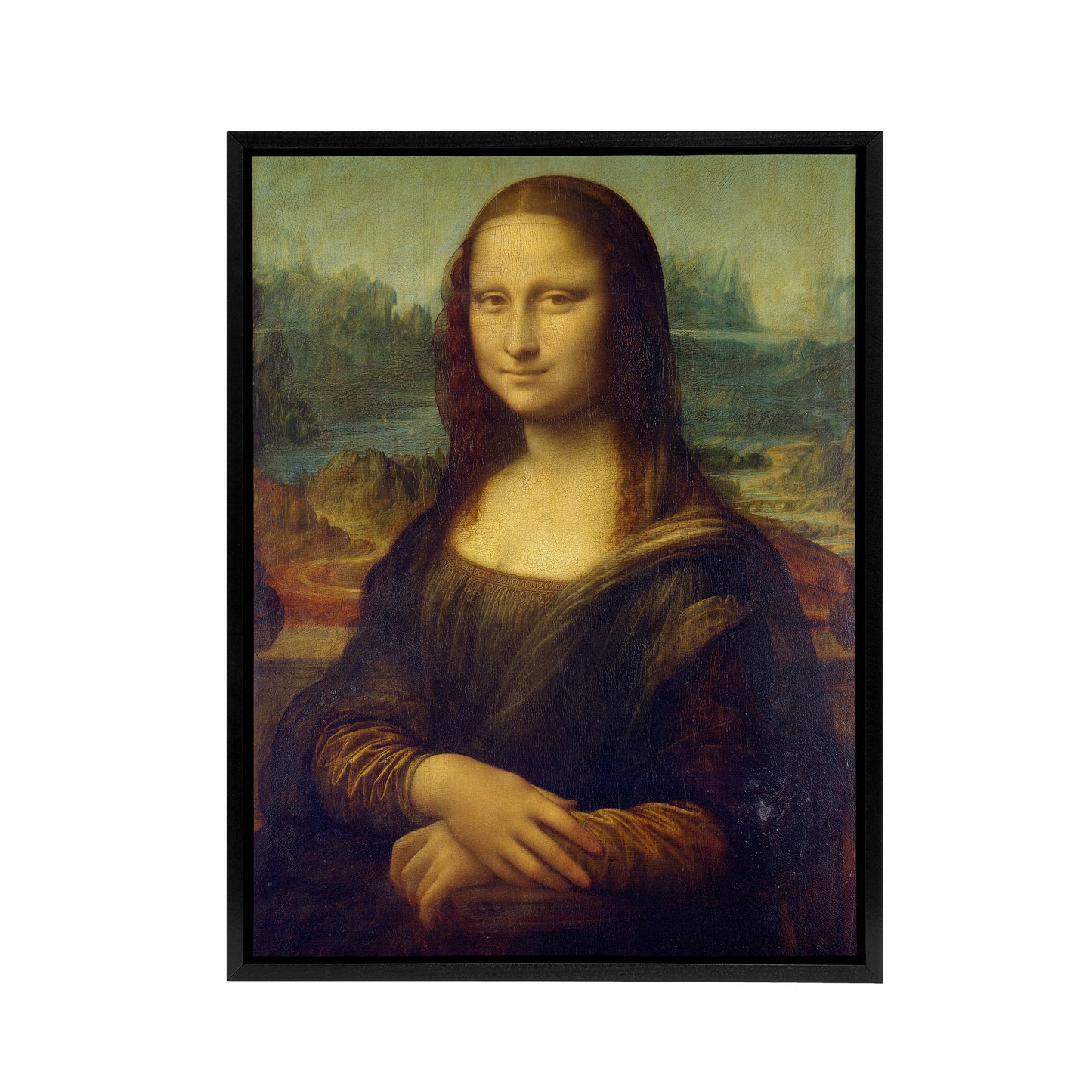 Da Vinci Mona Lisa Black Framed Canvas Wall Art Print