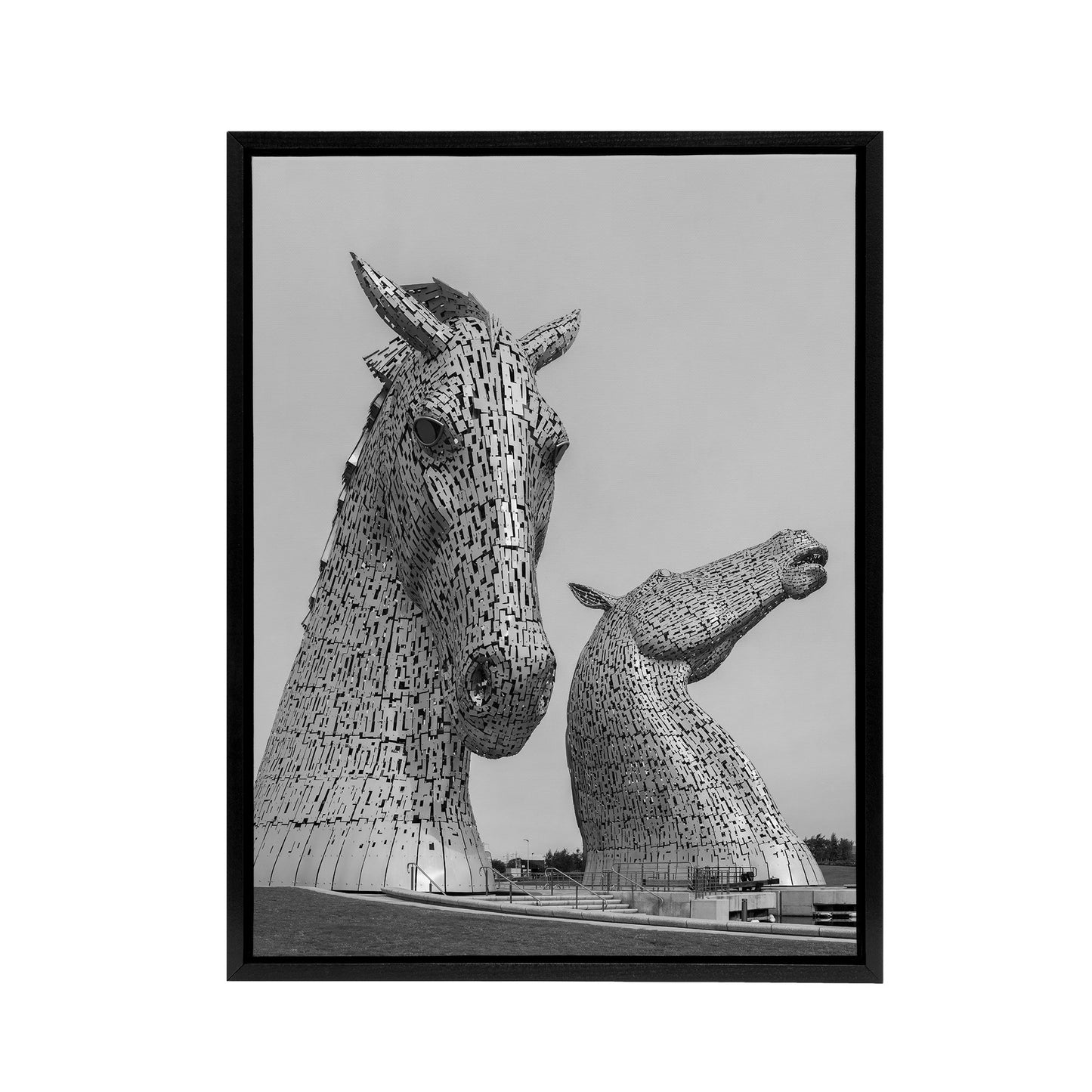 Kelpies Horse Sculptures Falkirk Black Framed Canvas Wall Art Print