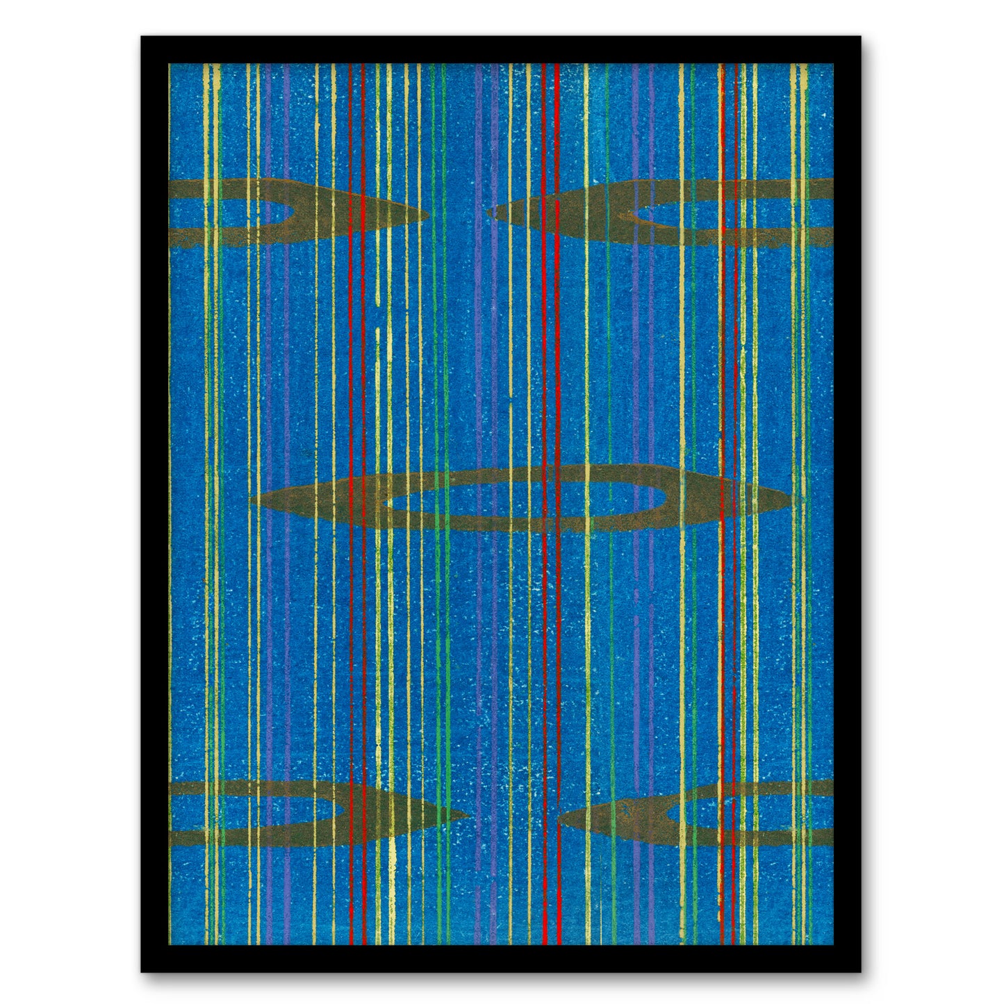 Furuya Korin Framed Wall Art Print Blue Abstract Geometric Pattern Home Décor