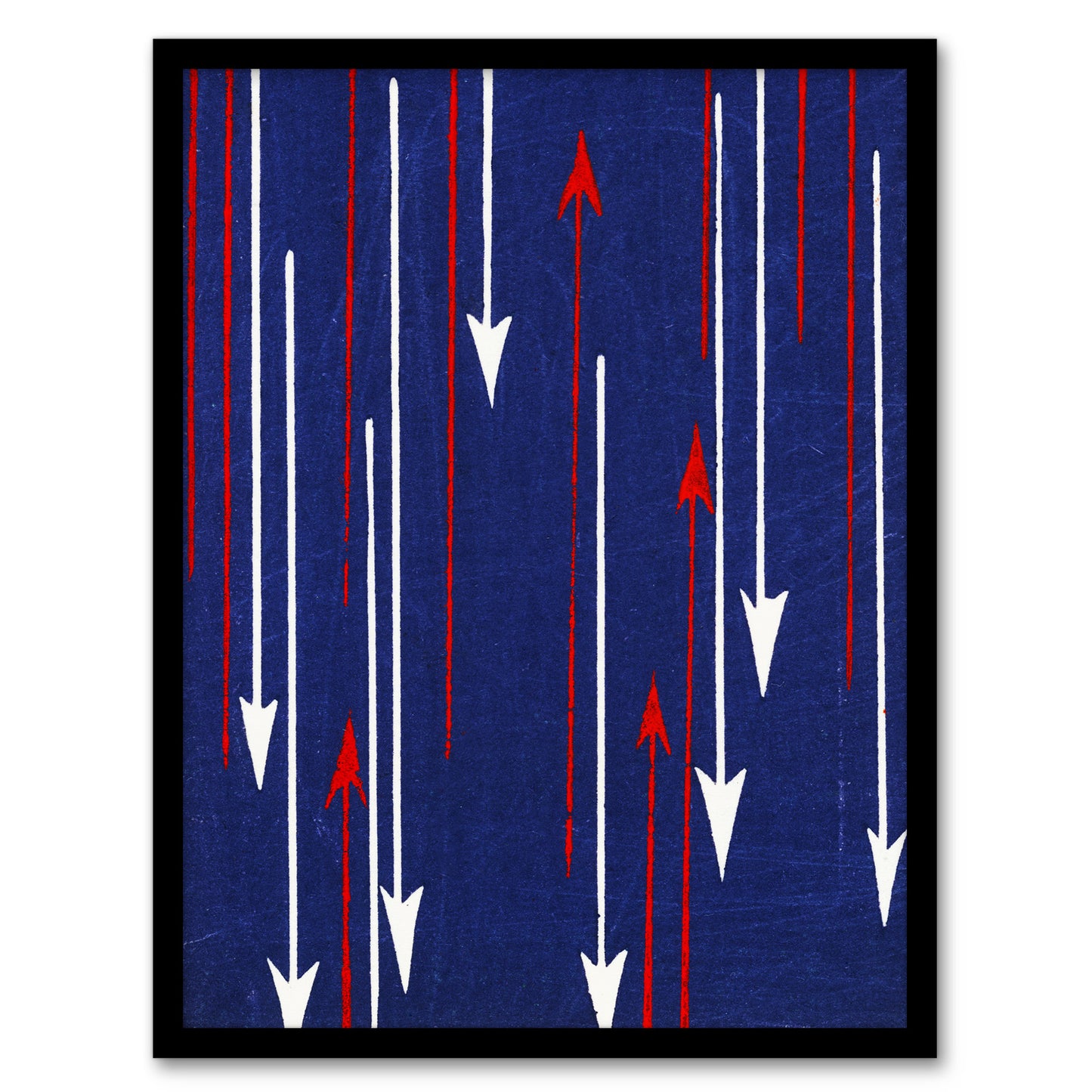 Furuya Korin Framed Wall Art Print Red Blue Arrows Textile Pattern Home Décor