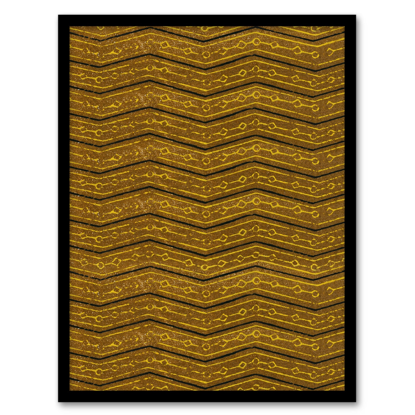 Furuya Korin Framed Wall Art Print Zigzag Geometric Textile Pattern Home Décor