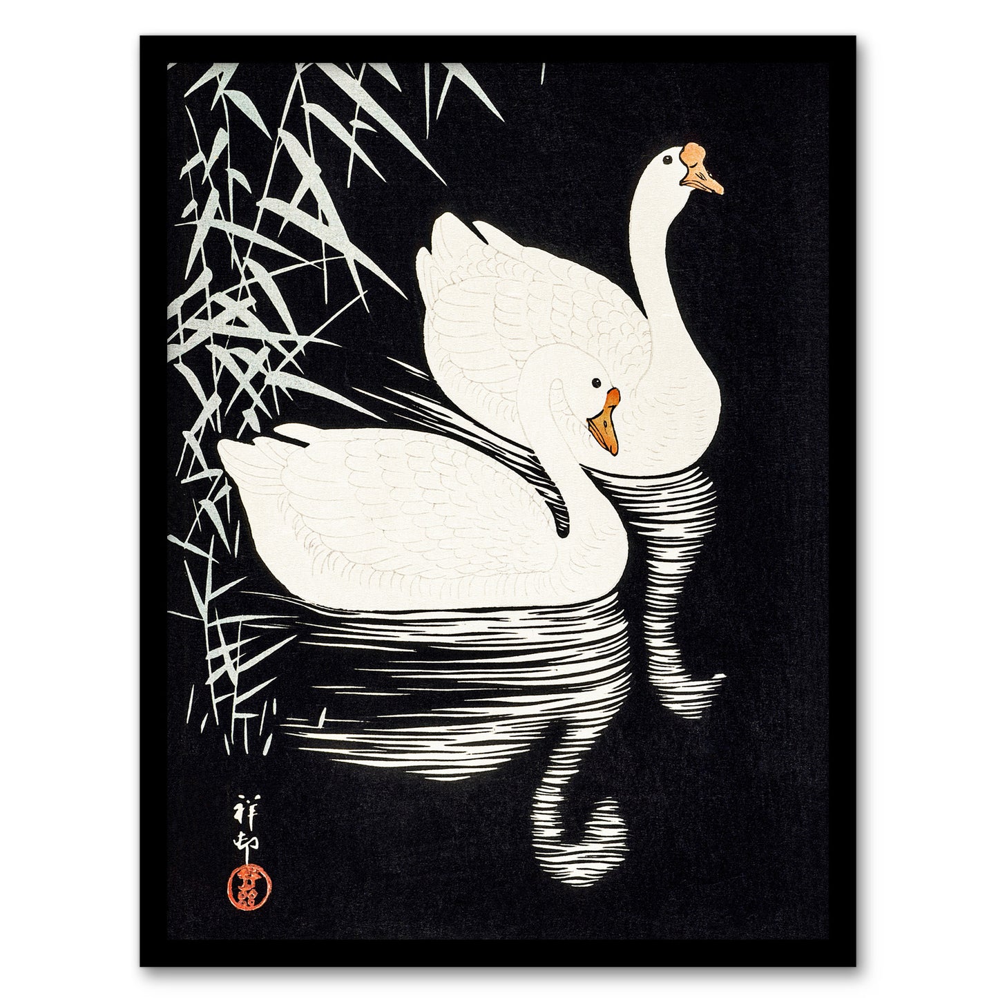 Ohara Koson Framed Wall Art Print Geese Swimming By Reeds Home Décor