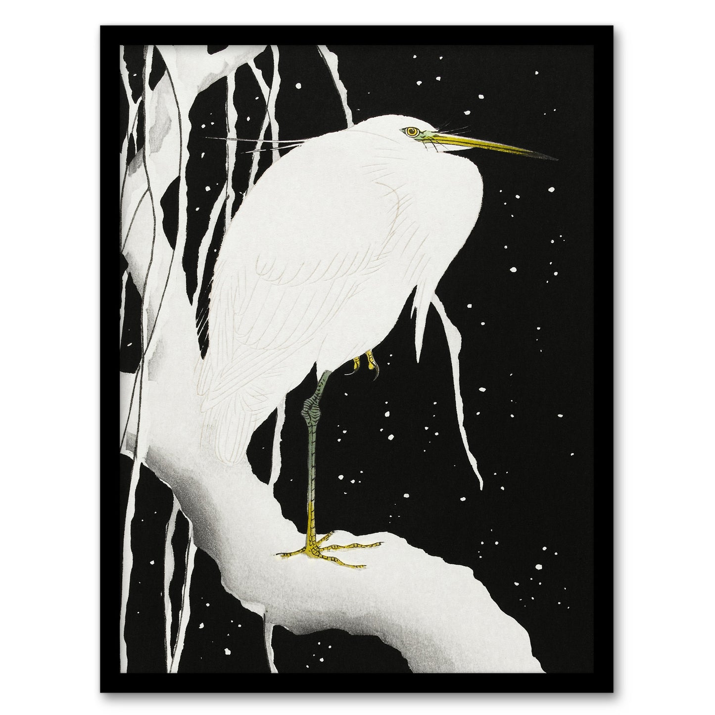 Ohara Koson Framed Wall Art Print Heron In Snow Covered Tree Branch Home Décor