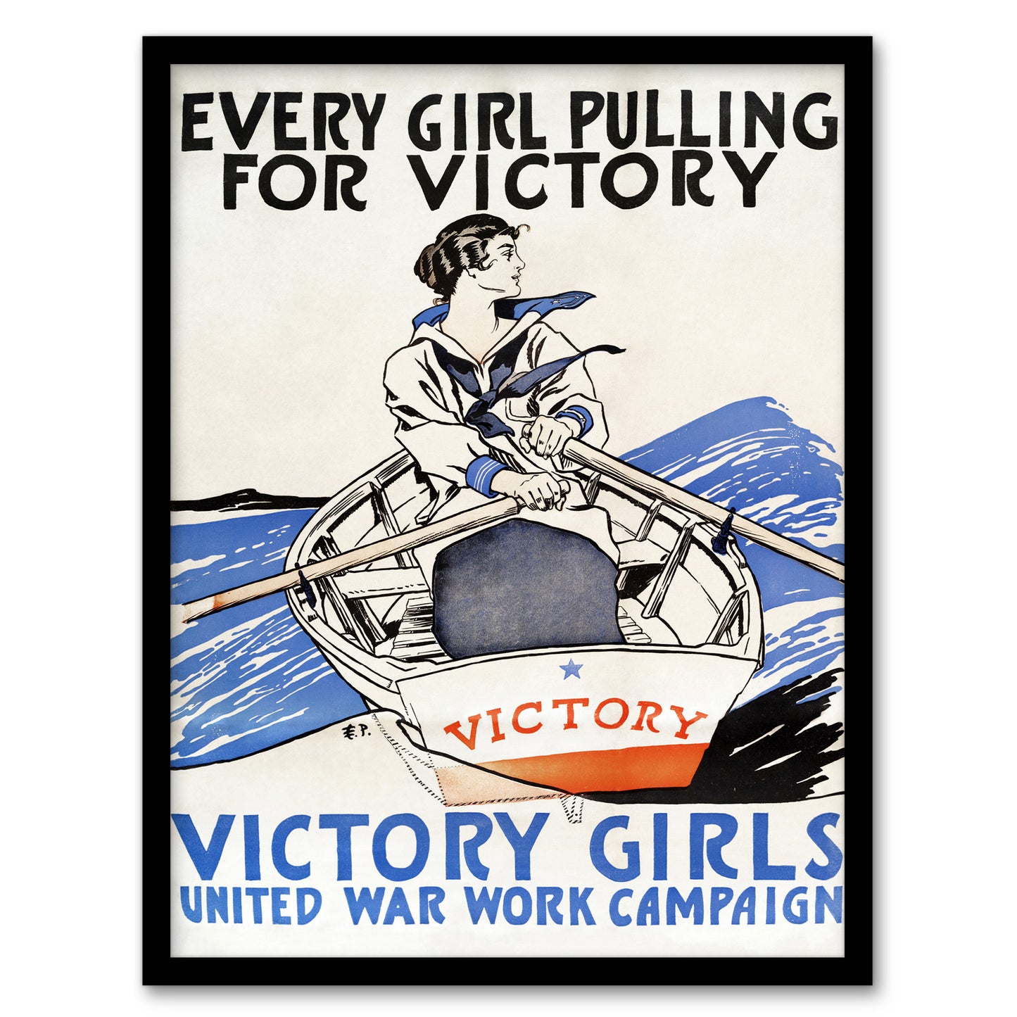 Edward Penfield Framed Wall Art Print Every Girl Pulling for Victory Home Décor