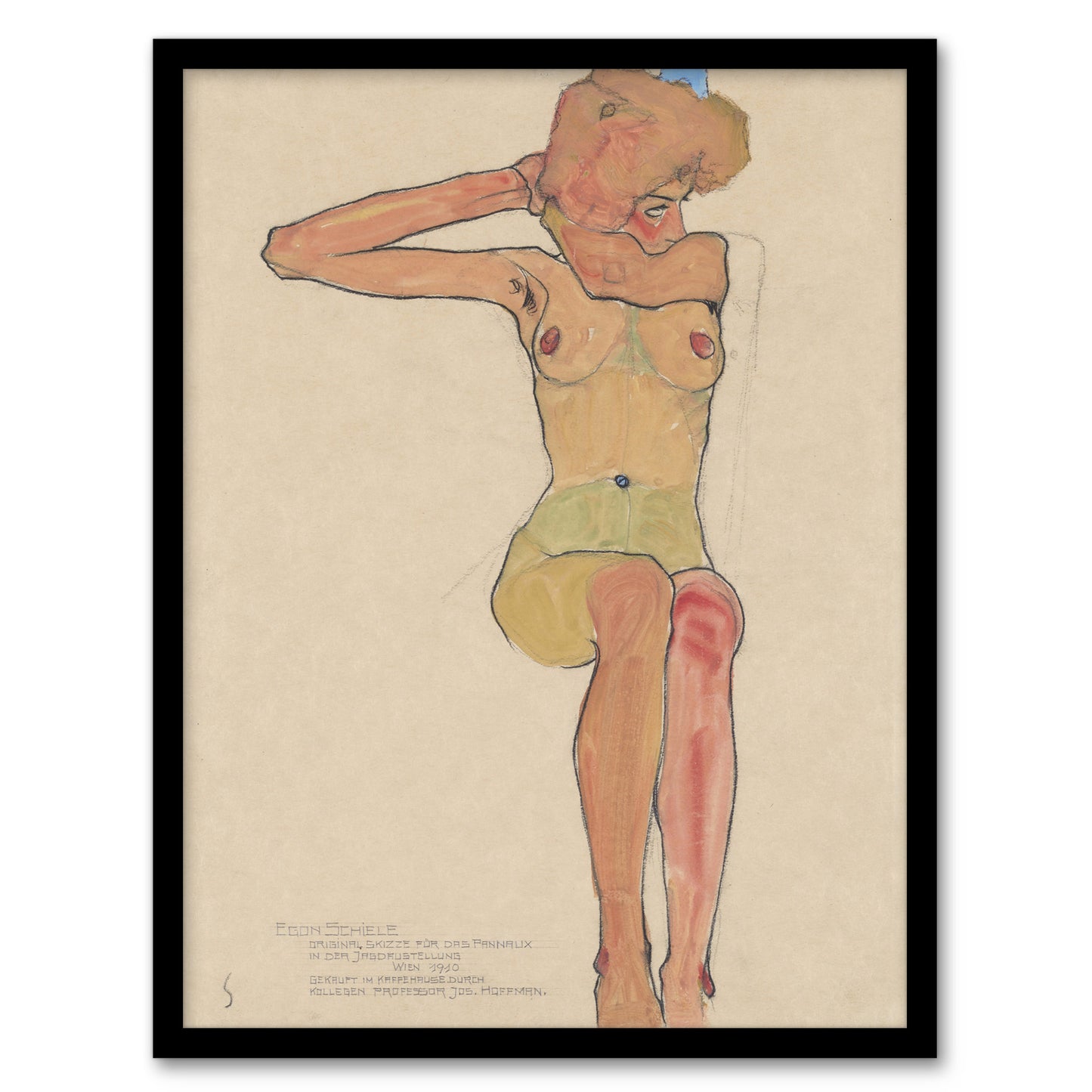 Egon Schiele Framed Wall Art Print Gertrude Nude Sketch Drawing Home Décor