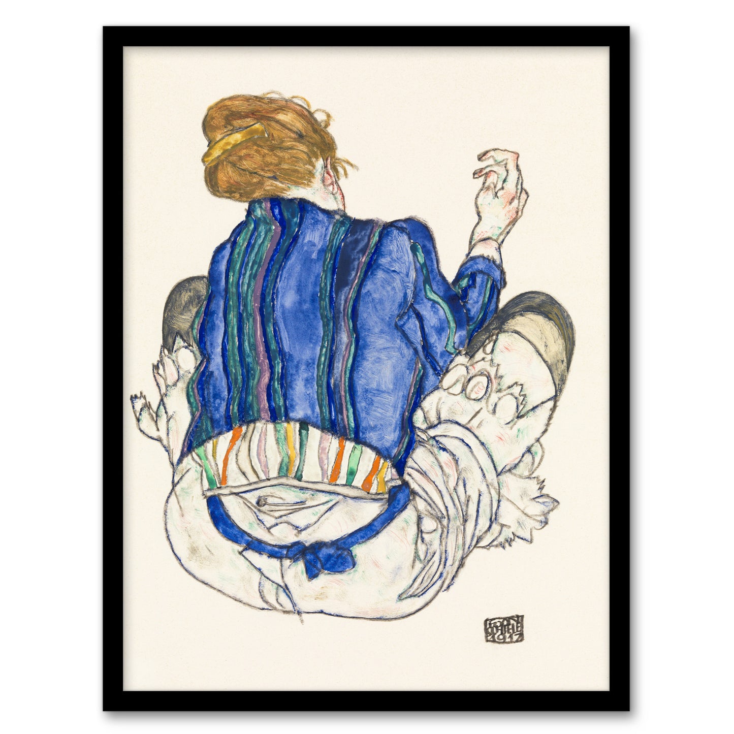 Egon Schiele Framed Wall Art Print Seated Woman Back View Painting Home Décor