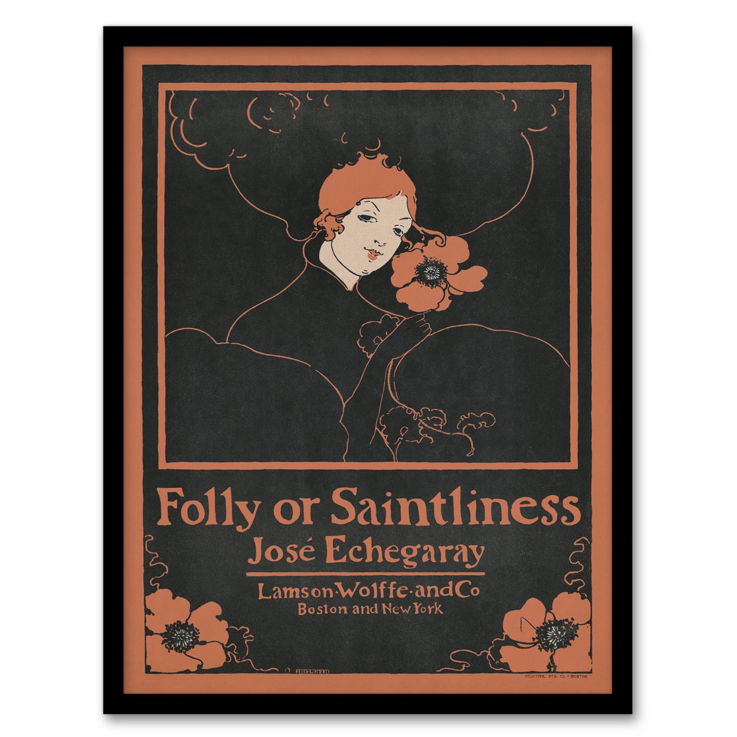 Ethel Reed Framed Wall Art Folly or Saintliness Novel Book Cover Home Décor