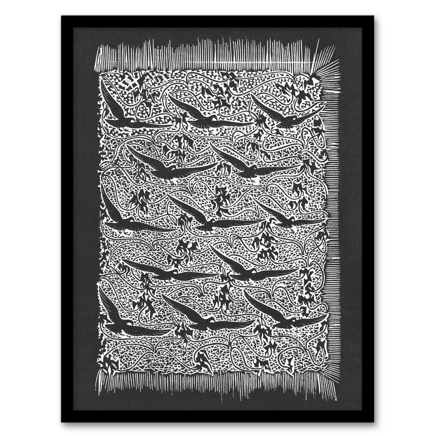 Gerrit Willem Dijsselhof Framed Wall Art Flock of Birds With Plant Motif