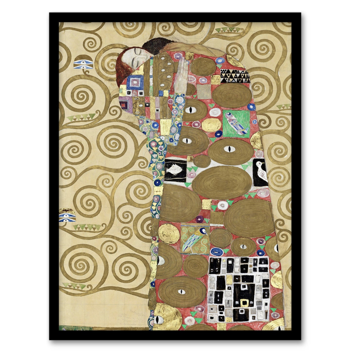 Gustav Klimt Framed Wall Art Fulfillment Lovers Embrace Painting Home Décor