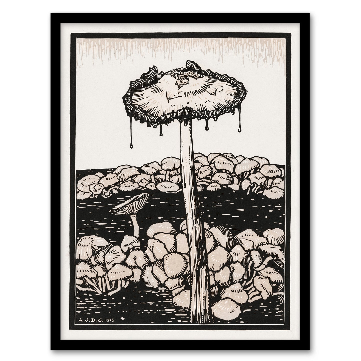 Julie de Graag Framed Wall Art Print Dripping Mushroom Painting Home Décor