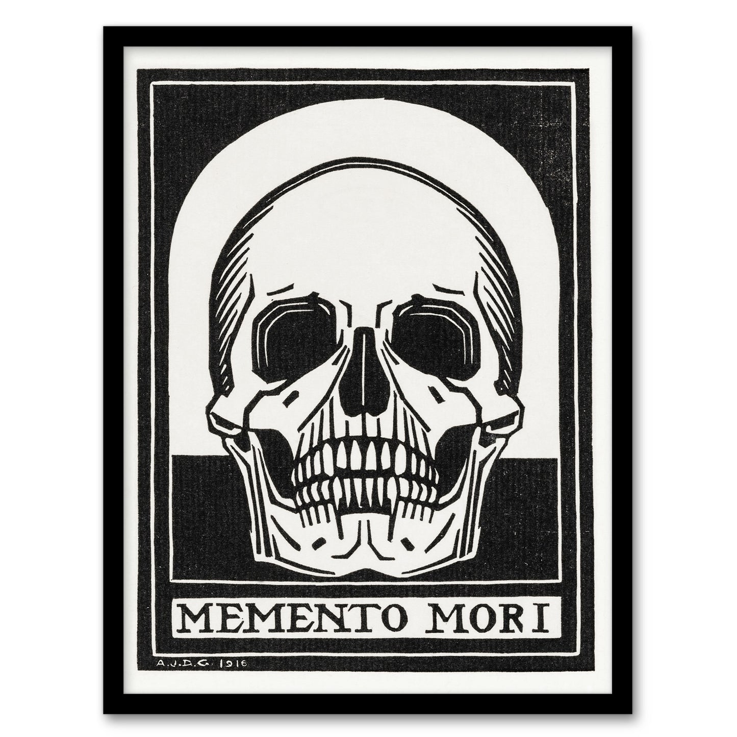 Julie de Graag Framed Wall Art Memento Mori Skull Black and White Home Décor