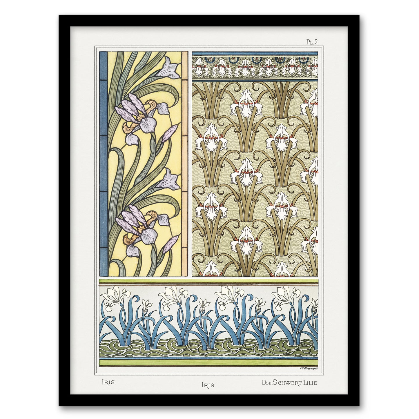 Maurice Pillard Verneuil Framed Wall Art Print Iris Floral Patterns Home Décor
