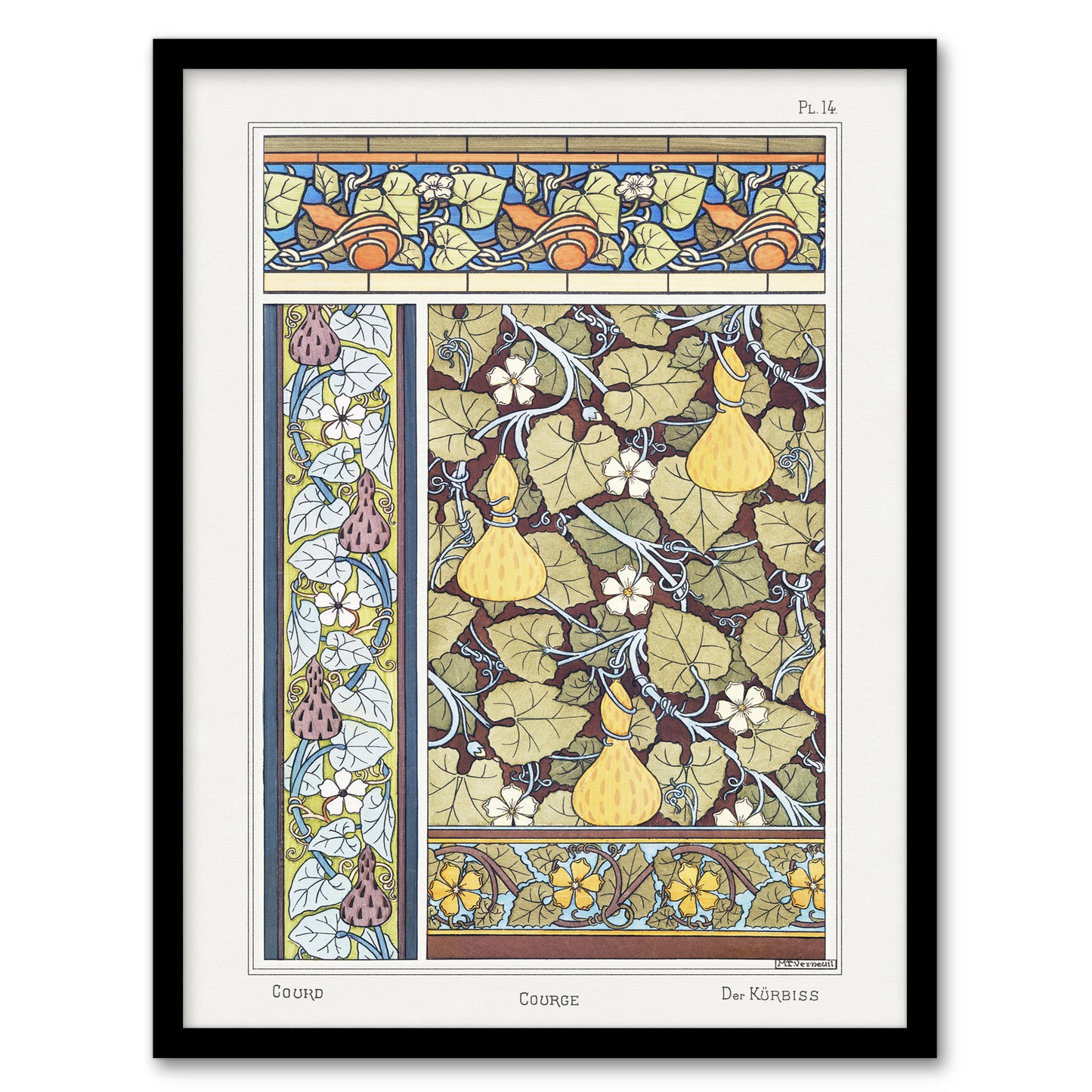 Maurice Pillard Verneuil Framed Wall Art White Flower Gourd Floral Patterns
