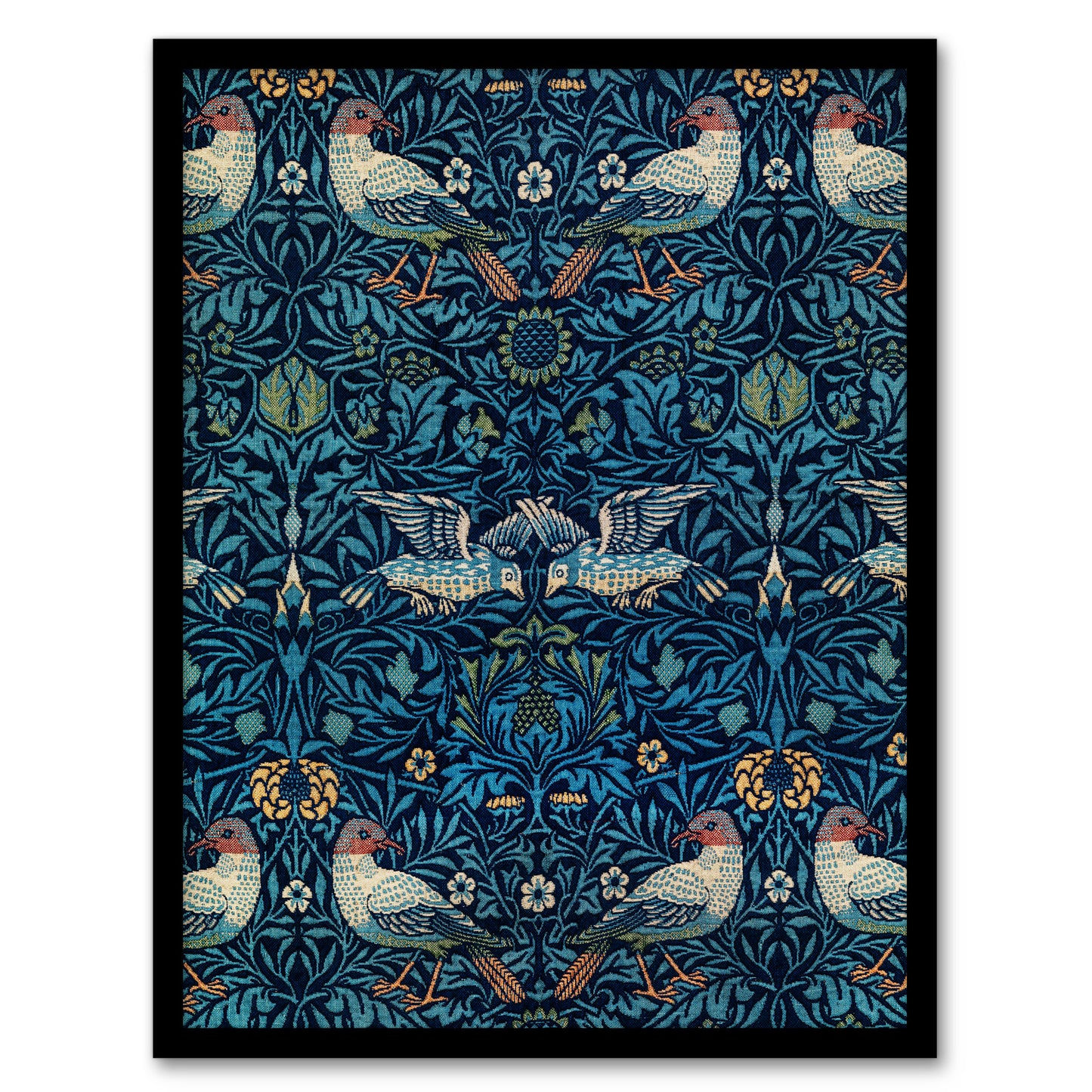 William Morris Framed Wall Art Print Birds and Flowers Blue Pattern Home Décor