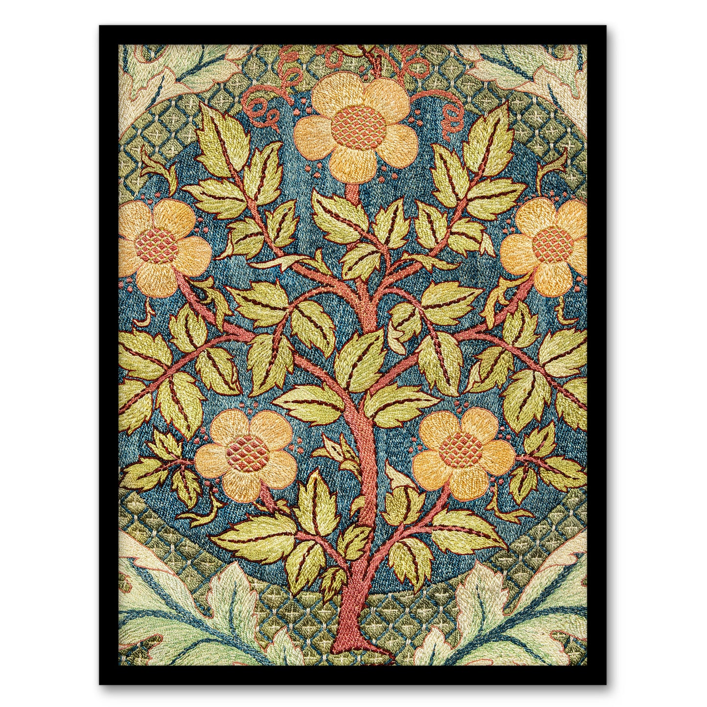 William Morris Framed Wall Art Print Rose Wreath Embroidery Pattern Home Décor