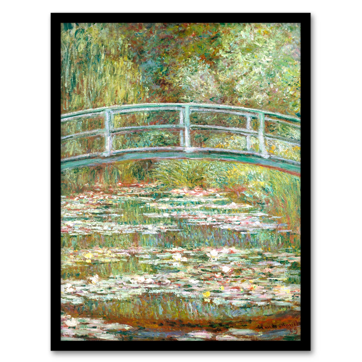 Claude Monet Framed Wall Art Print Bridge over a Pond of Water Lilies Home Décor