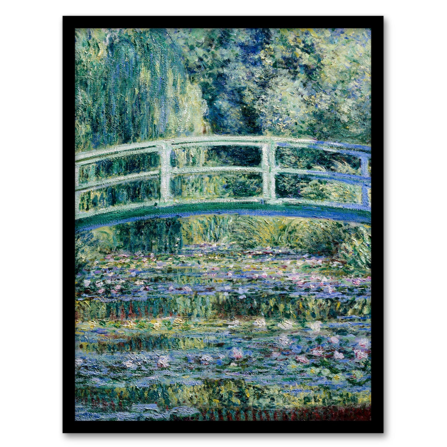 Claude Monet Framed Wall Art Print Water Lilies and Japanese Bridge Home Décor