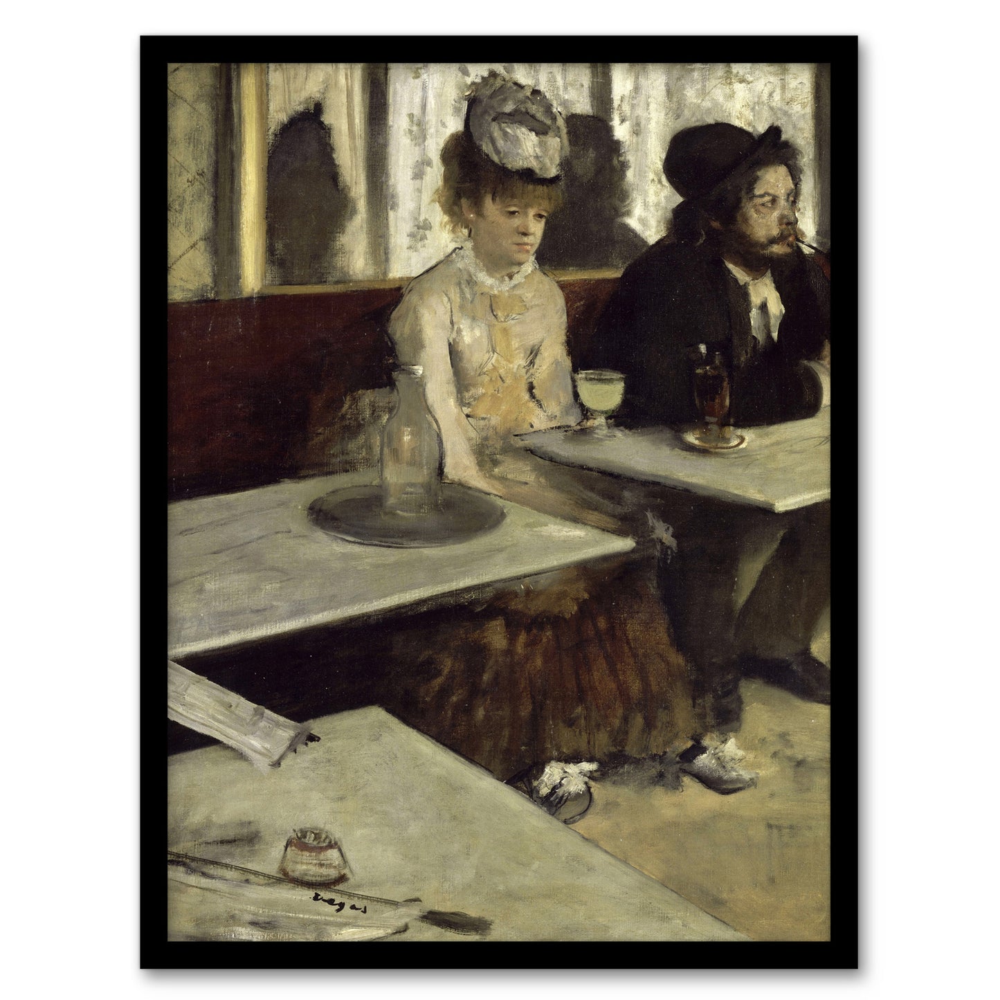 Edgar Degas Framed Wall Art Print In a Cafe Absinthe Drinkers Painting Home Décor