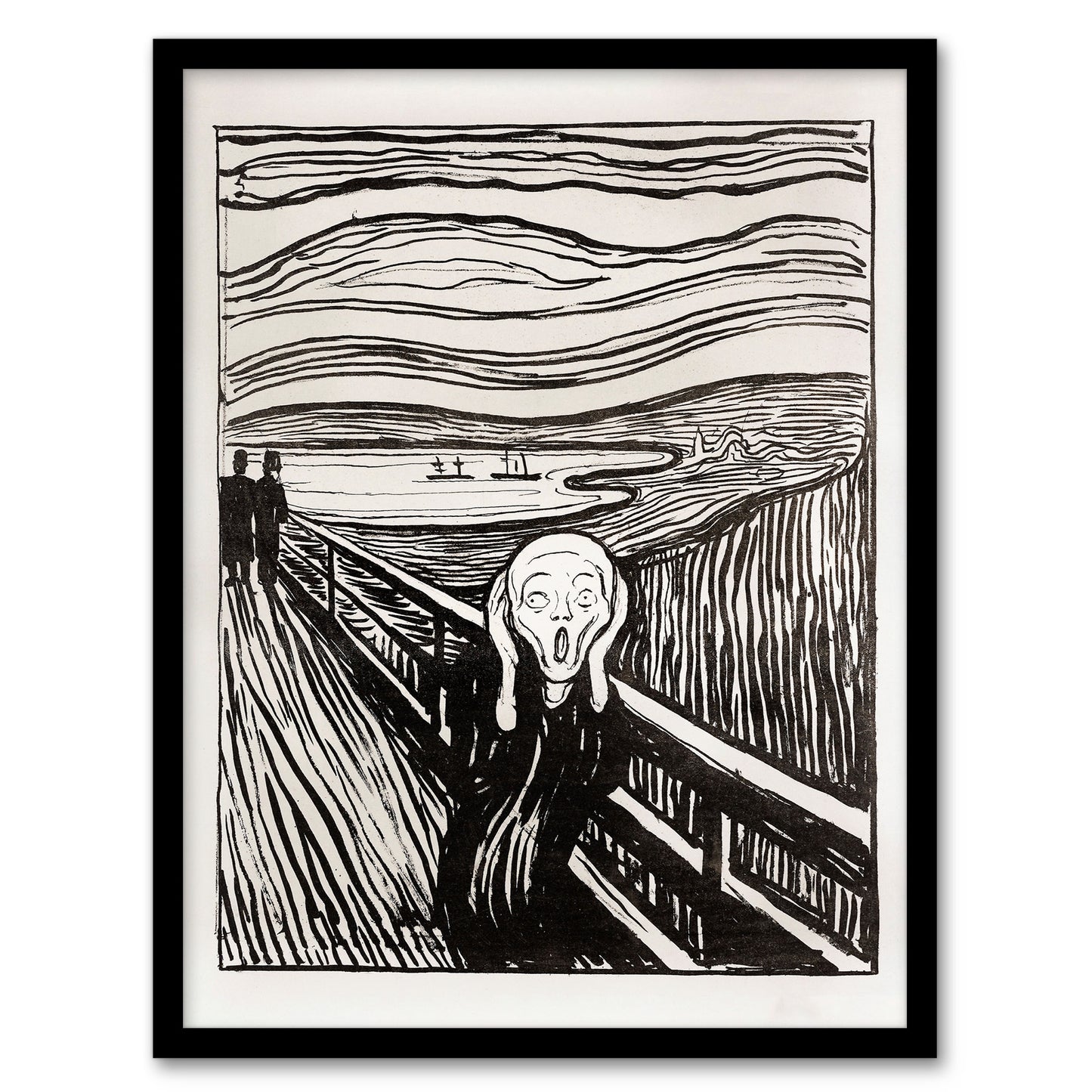 Edvard Munch Framed Wall Art Print The Scream 1895 Black and White Home Décor