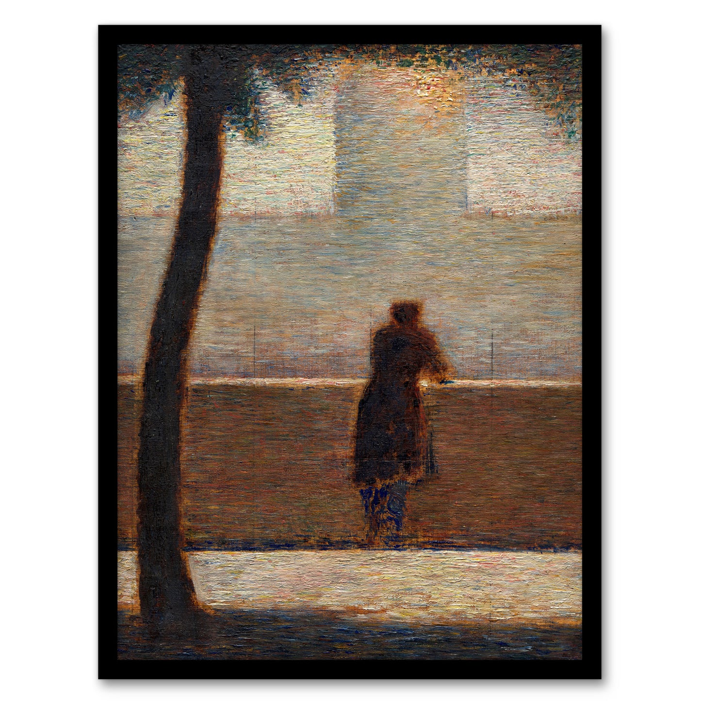 Georges Seurat Framed Wall Art Print Man Leaning on a Parapet Home Décor