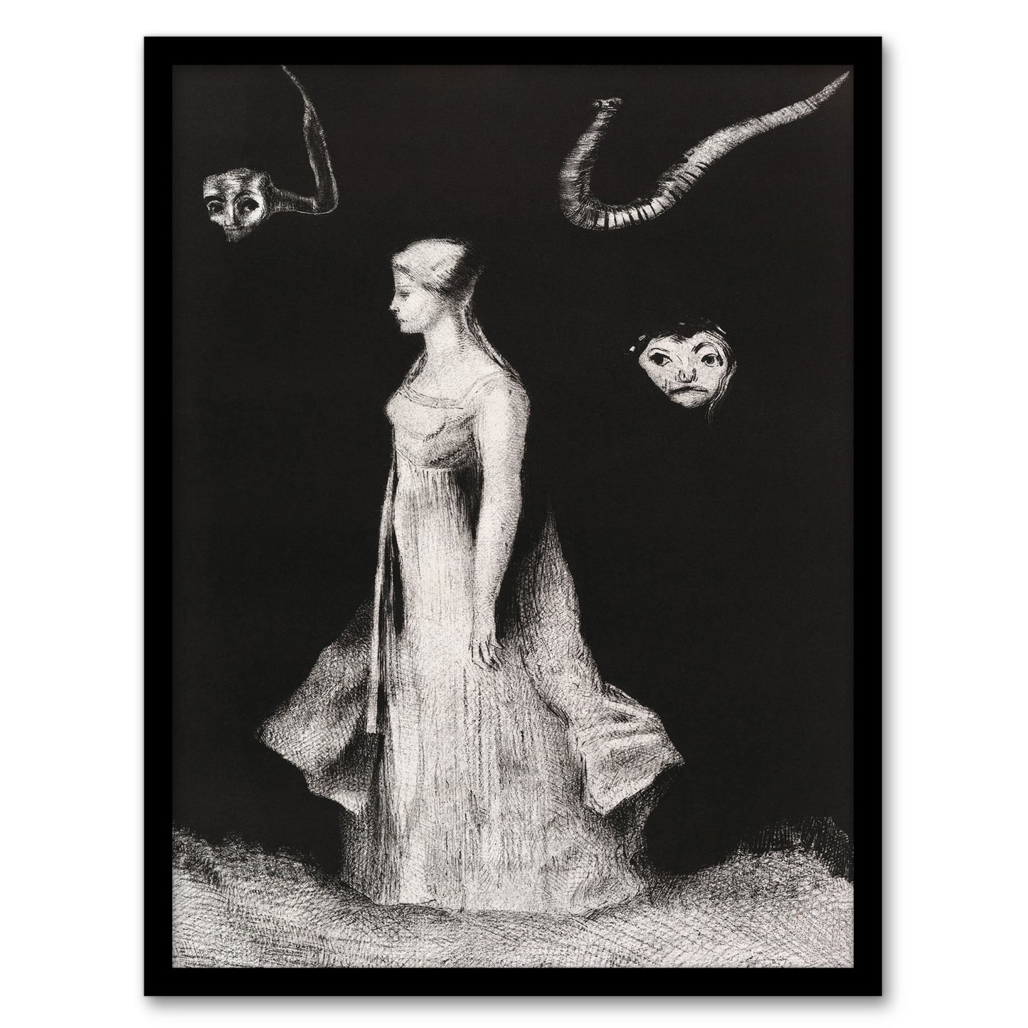 Odilon Redon Framed Wall Art Print Haunting Ghostly Female Figure Home Décor