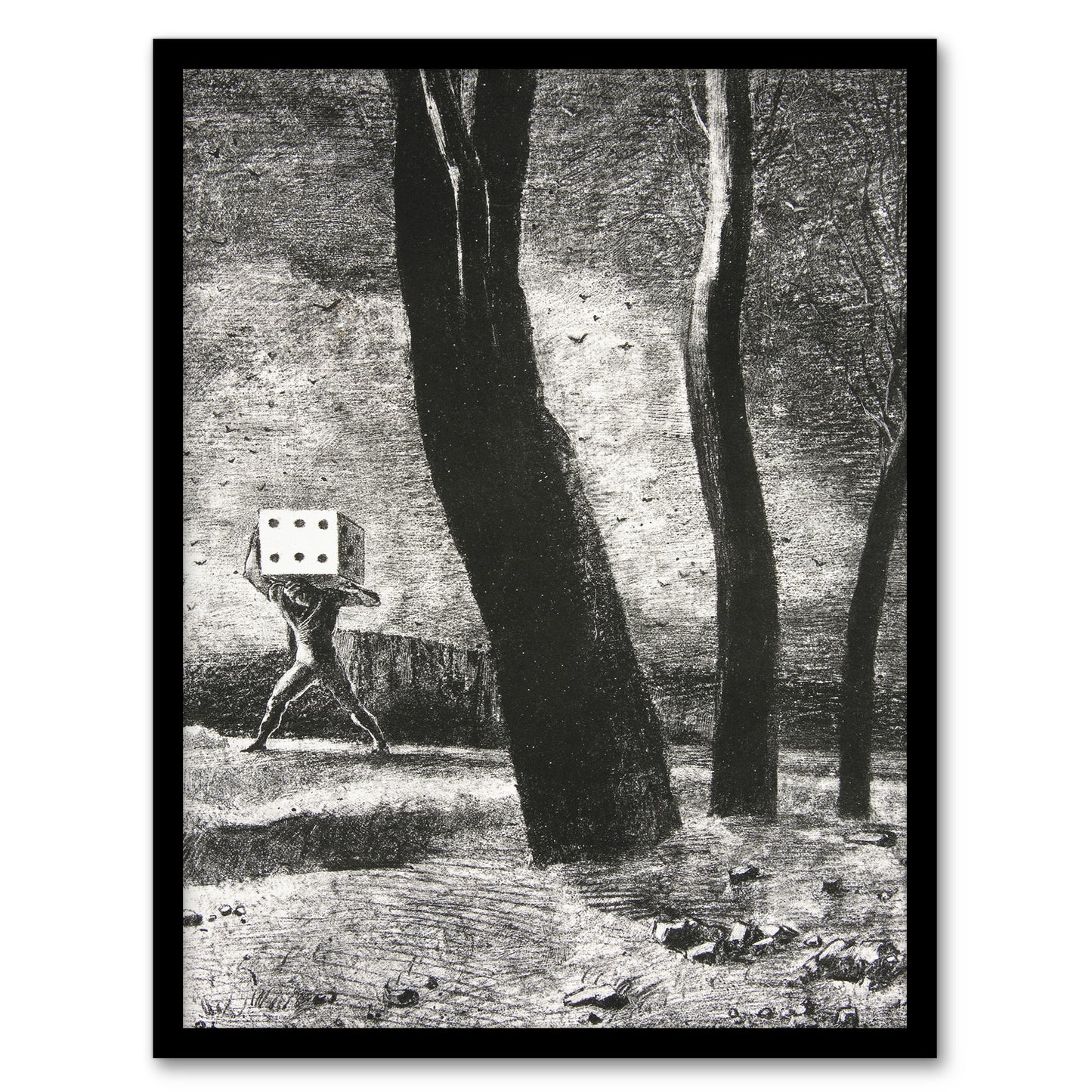 Odilon Redon Framed Wall Art Print The Gambler Charcoal Painting Home Décor