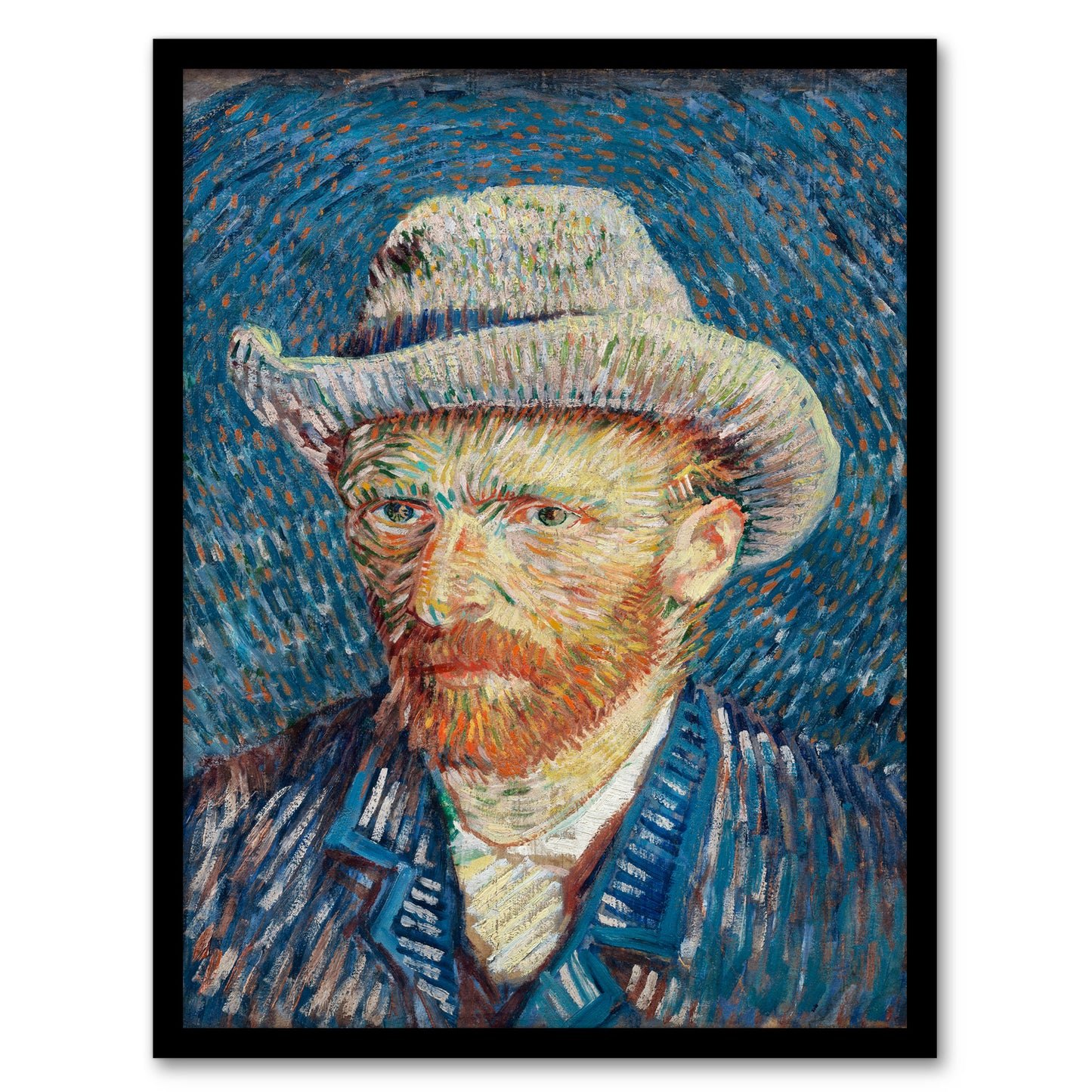 Vincent van Gogh Framed Wall Art Self Portrait with Grey Felt Hat Home Décor