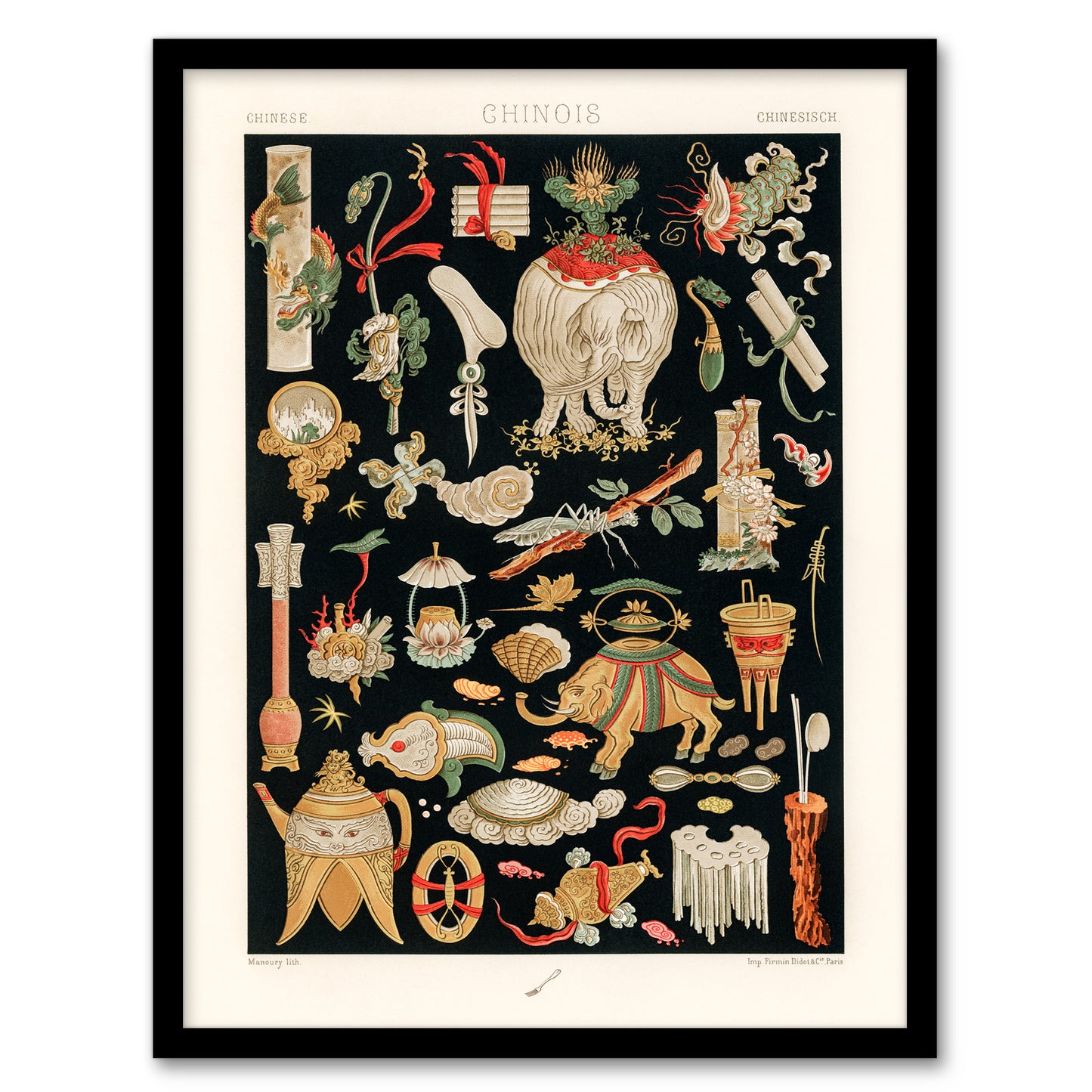Albert Racinet Framed Wall Art Print Chinese Ornamental Objects Home Décor