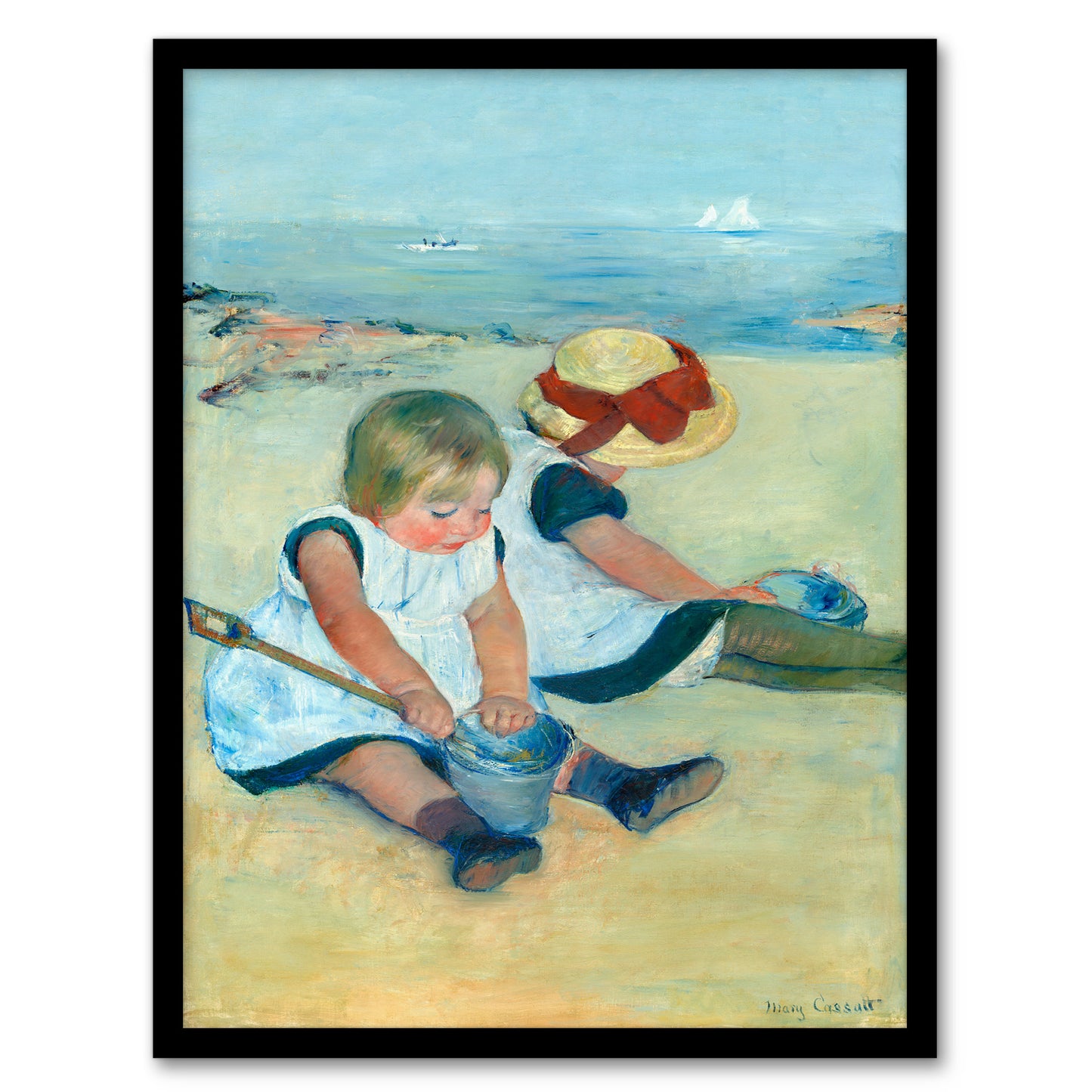 Mary Cassatt Framed Wall Art Print Children Playing on the Beach Home Décor