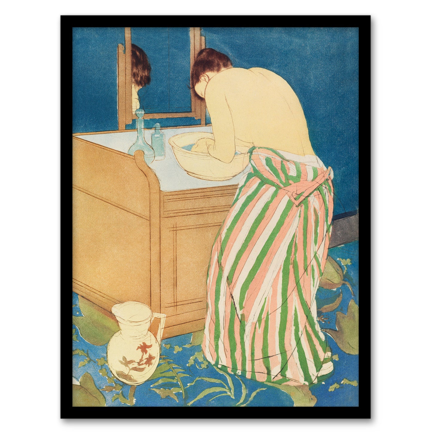 Mary Cassatt Framed Wall Art Woman Bathing at her Dressing Table Home Décor