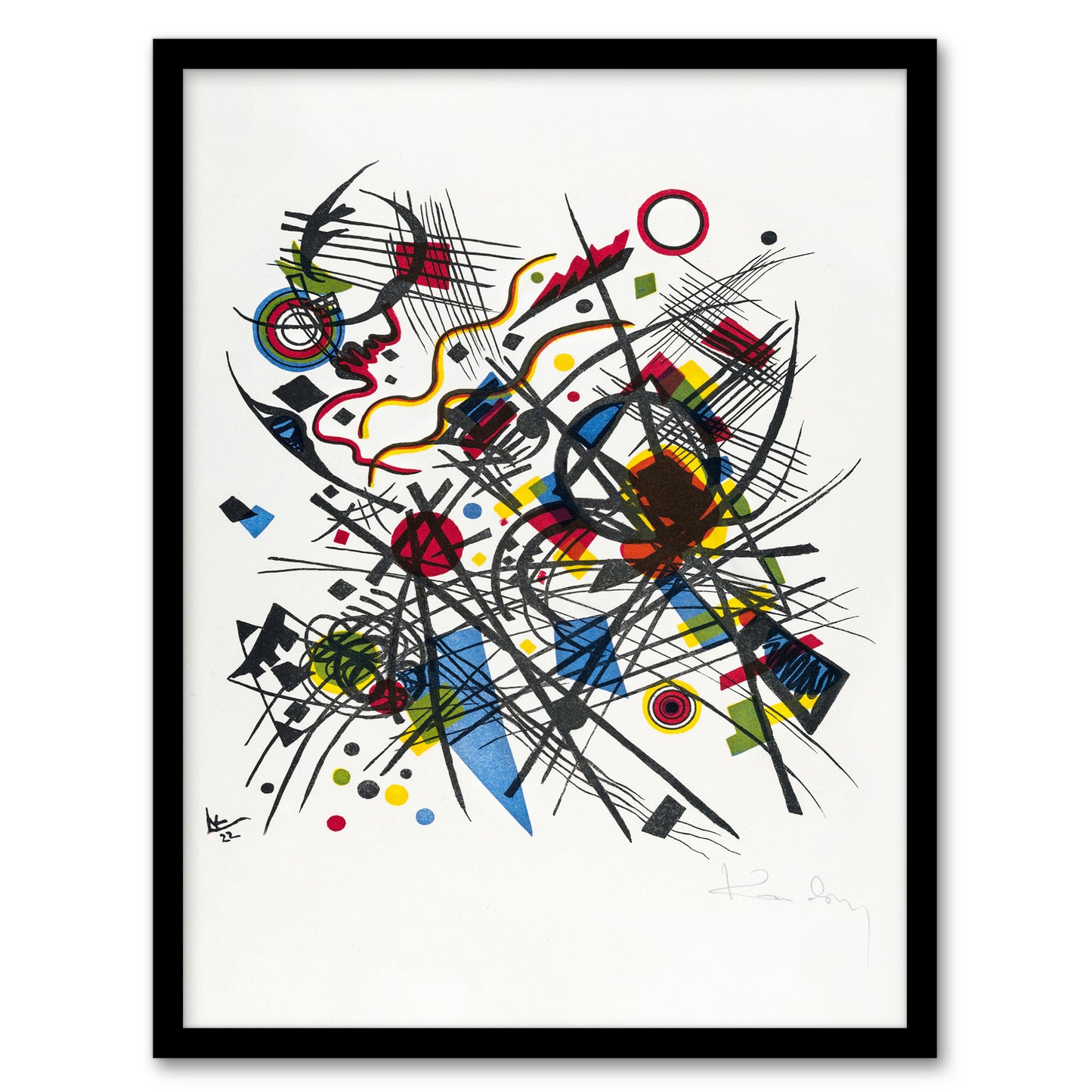 Kandinsky Framed Wall Art Lithograph for the Fourth Bauhaus Portfolio Home Décor