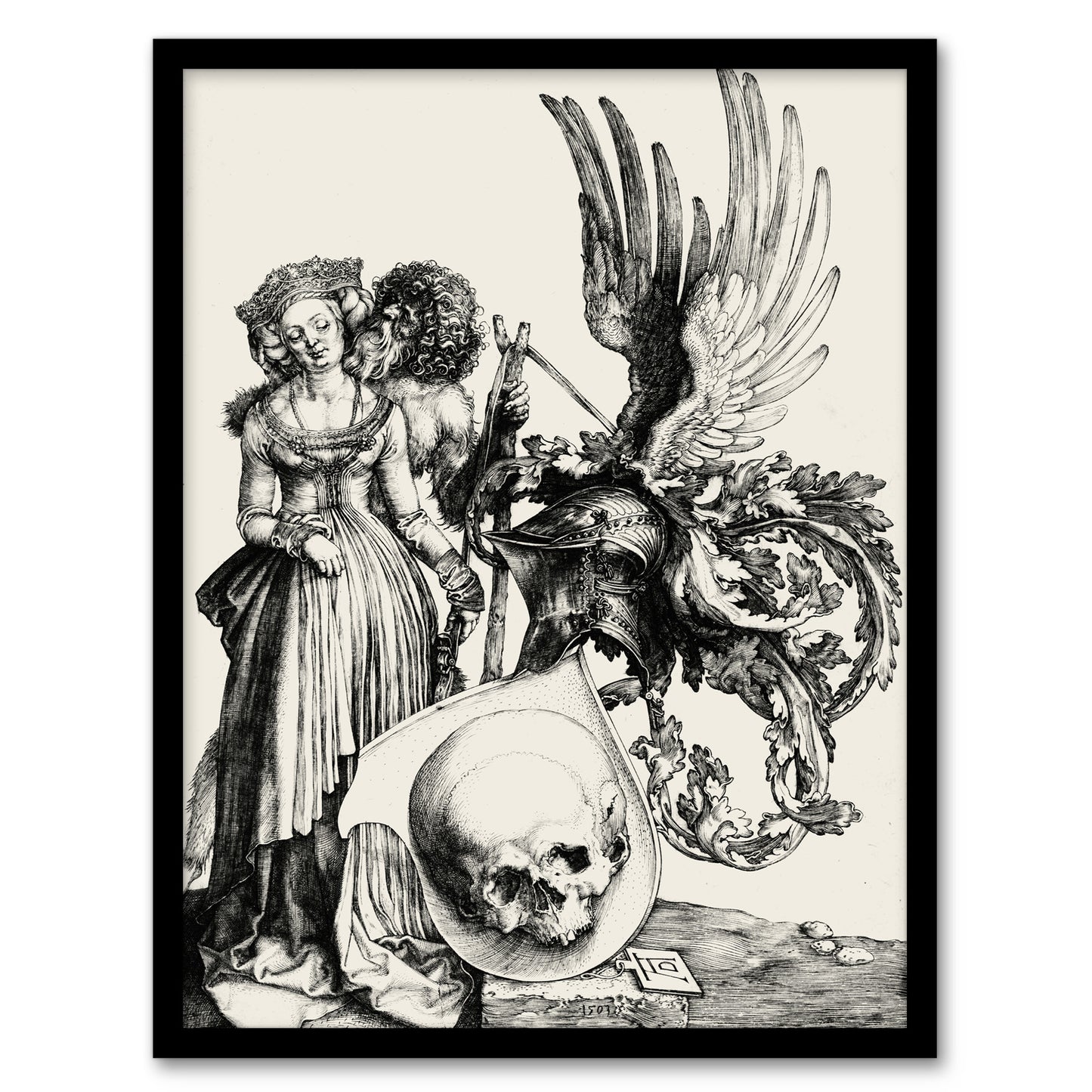 Albrecht Durer Coat of Arms with a Skull Framed Wall Art Picture Print