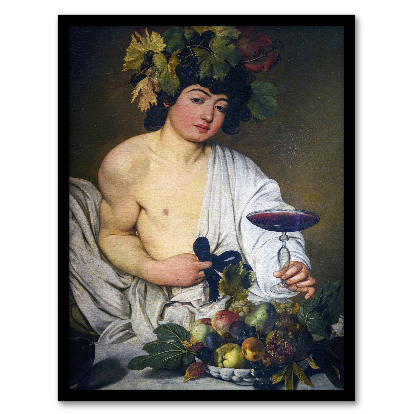 Caravaggio Bacchus Dionysus Portrait Oil Painting Framed Wall Art Print