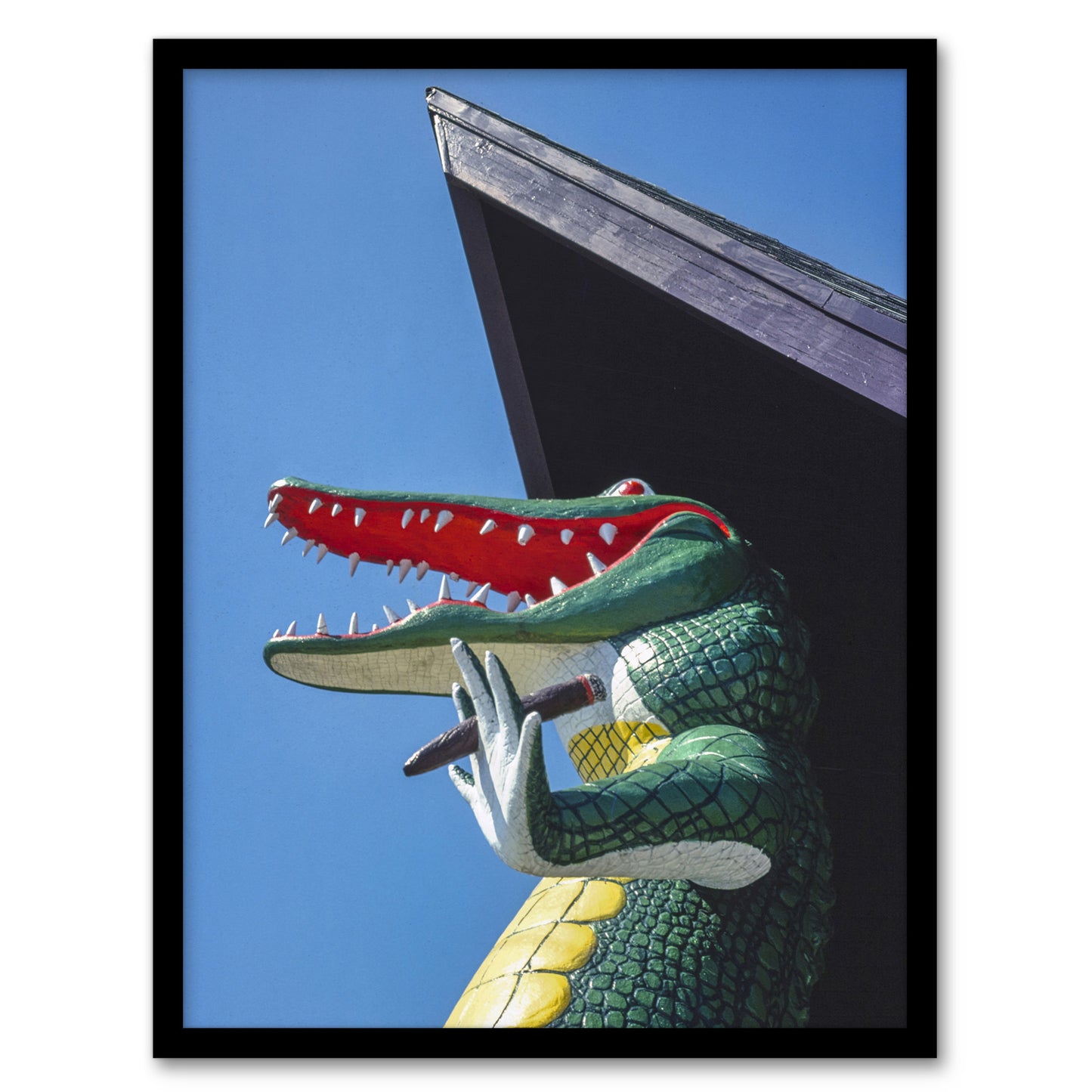John Margolies Gatorland Zoo Alligator With Cigar Photo Framed Wall Art Print