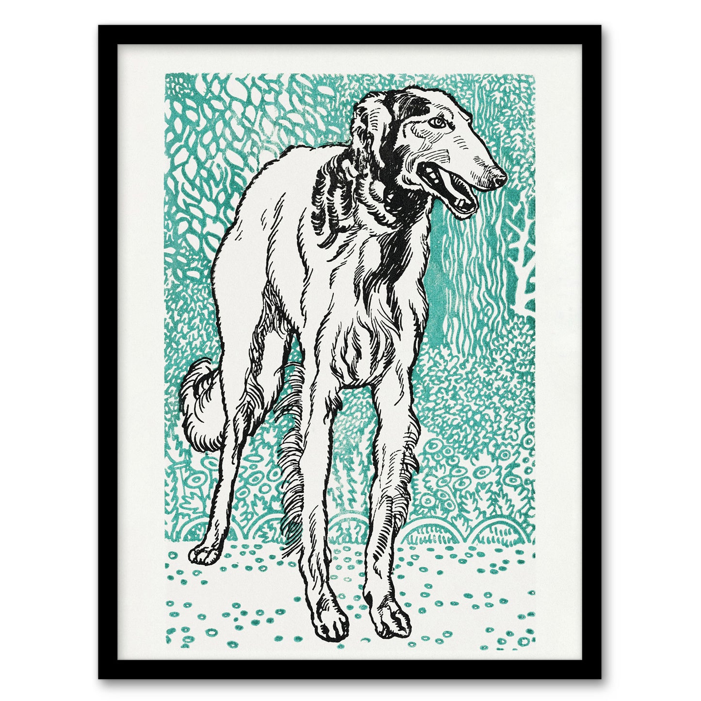 Moriz Jung Dog Lover Long Haired Greyhound Portrait Framed Wall Art Print