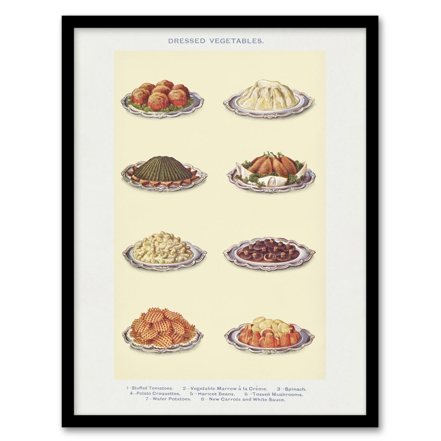 Mrs Beeton Household Management Vegetable Side Dishes Framed Wall Art Print