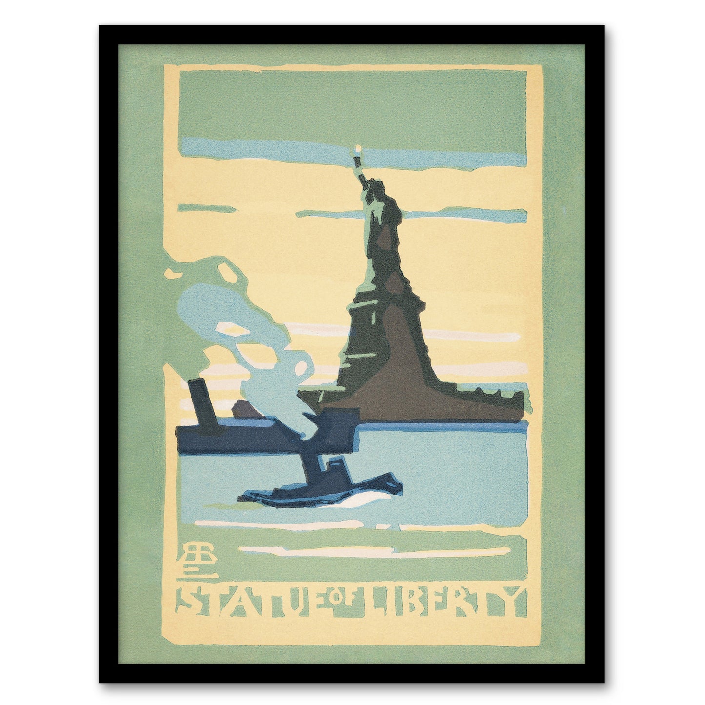 Rachael R Elmer Statue of Liberty Vintage Postcard Framed Wall Art Print