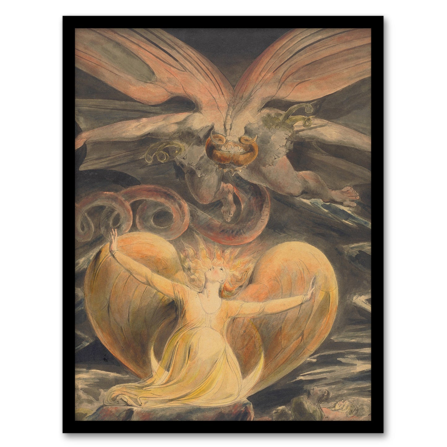 William Blake Great Red Dragon and Sun Clothed Woman Framed Wall Art Print