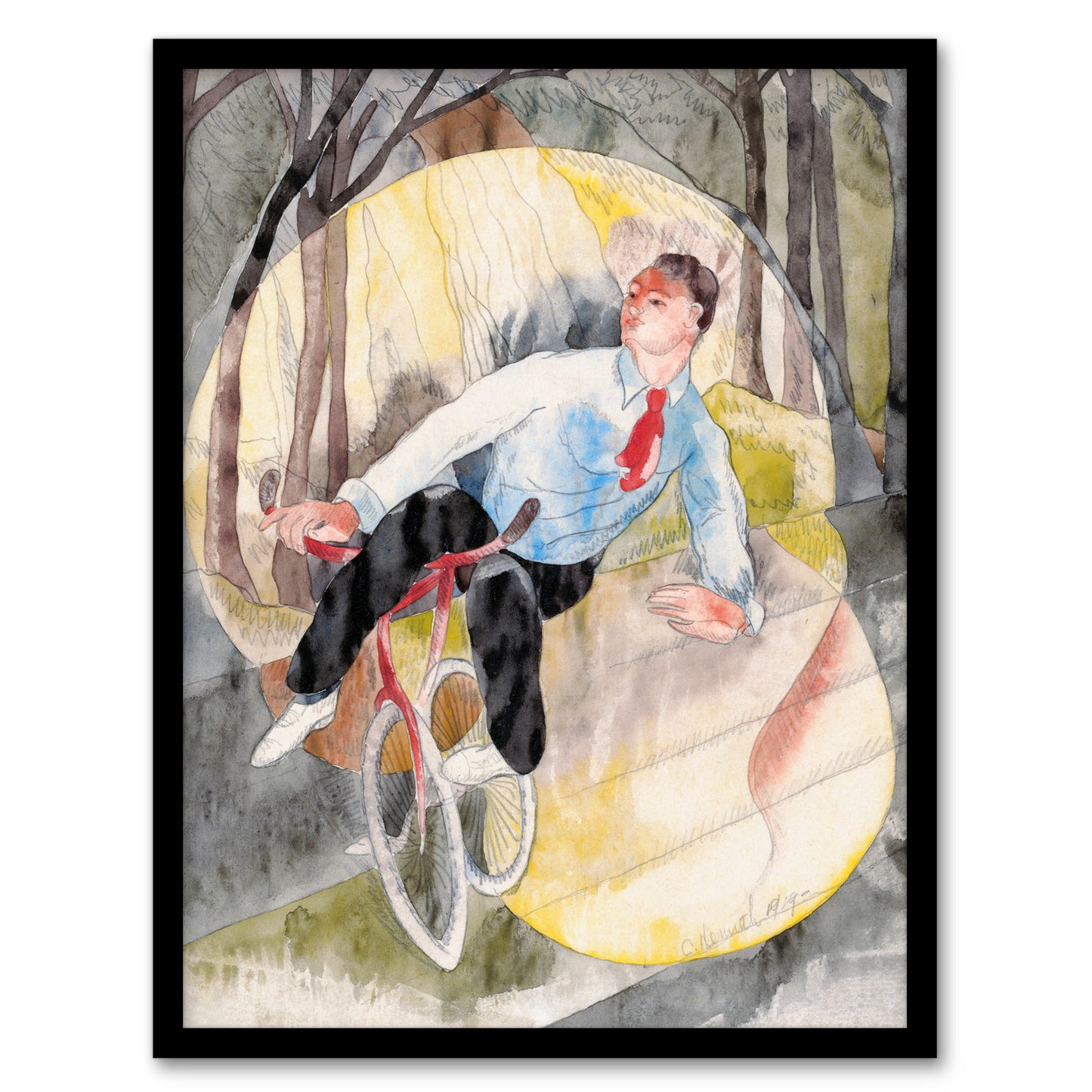 Charles Demuth Framed Wall Art Print In Vaudeville The Bicycle Rider Home Décor