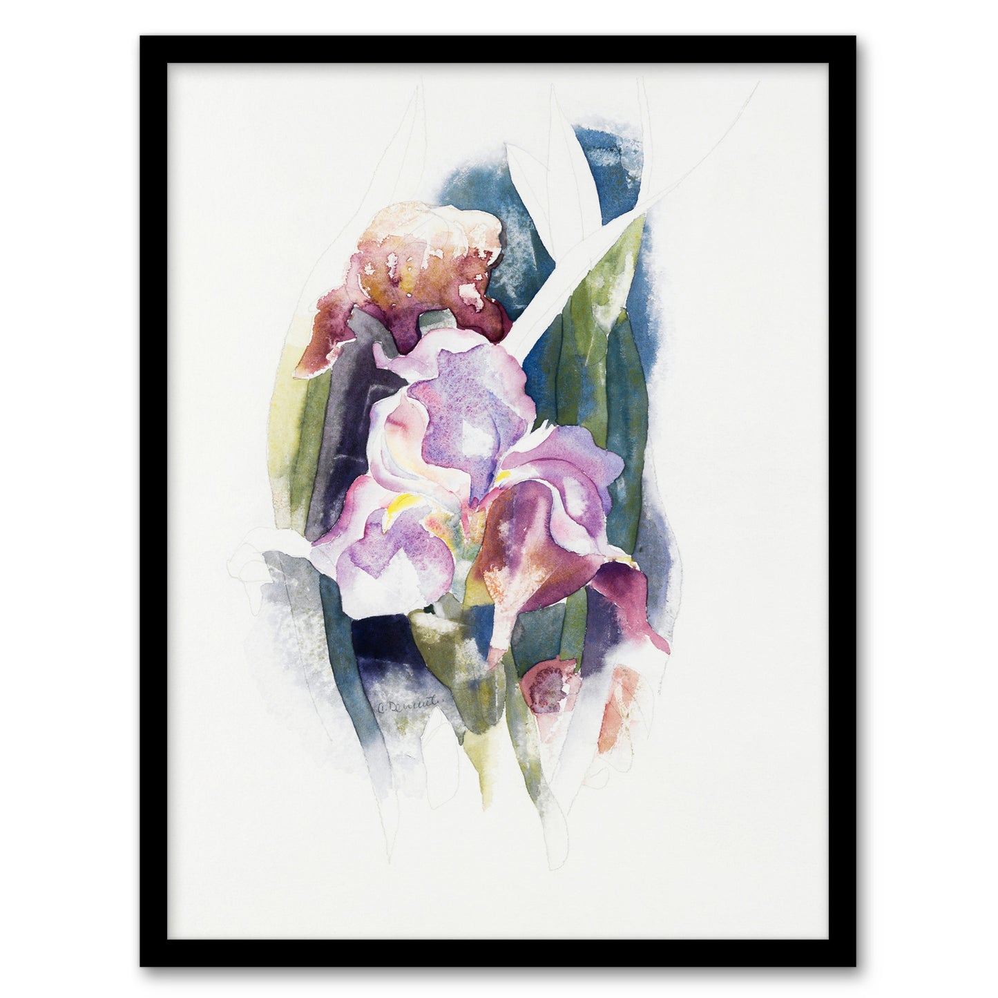 Charles Demuth Framed Wall Art Print Purple Iris Flower Watercolour Home Décor