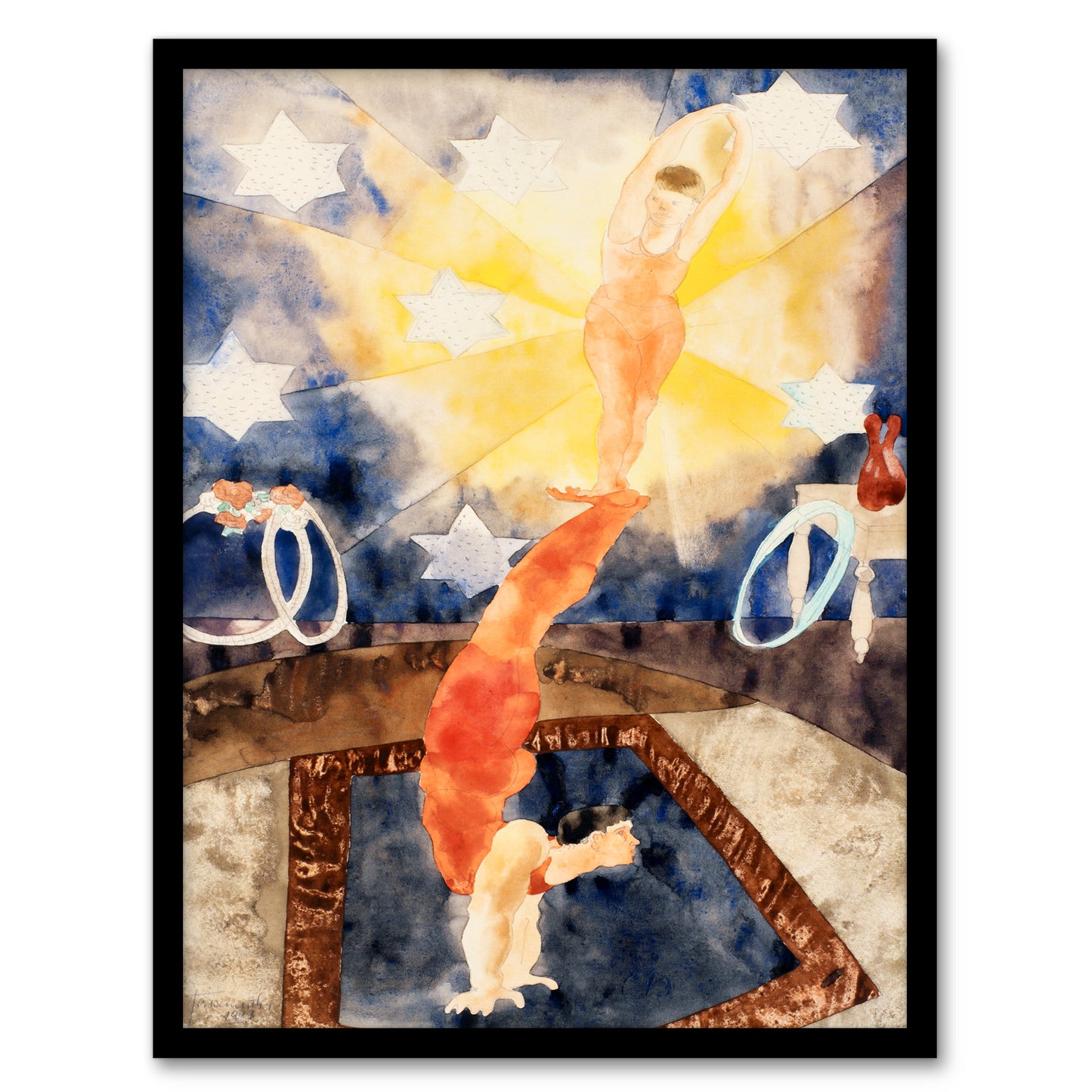 Charles Demuth Framed Wall Art Print Two Acrobats in Red Tights Home Décor