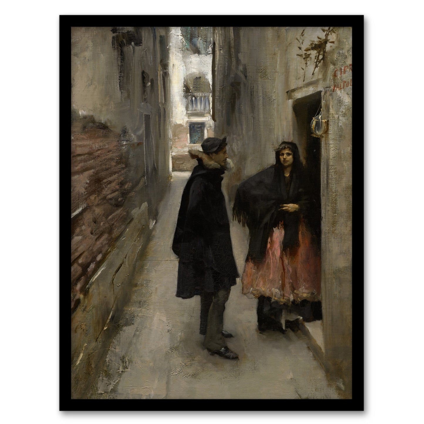 John Singer Sargent Framed Wall Art Print Narrow Street in Venice Home Décor