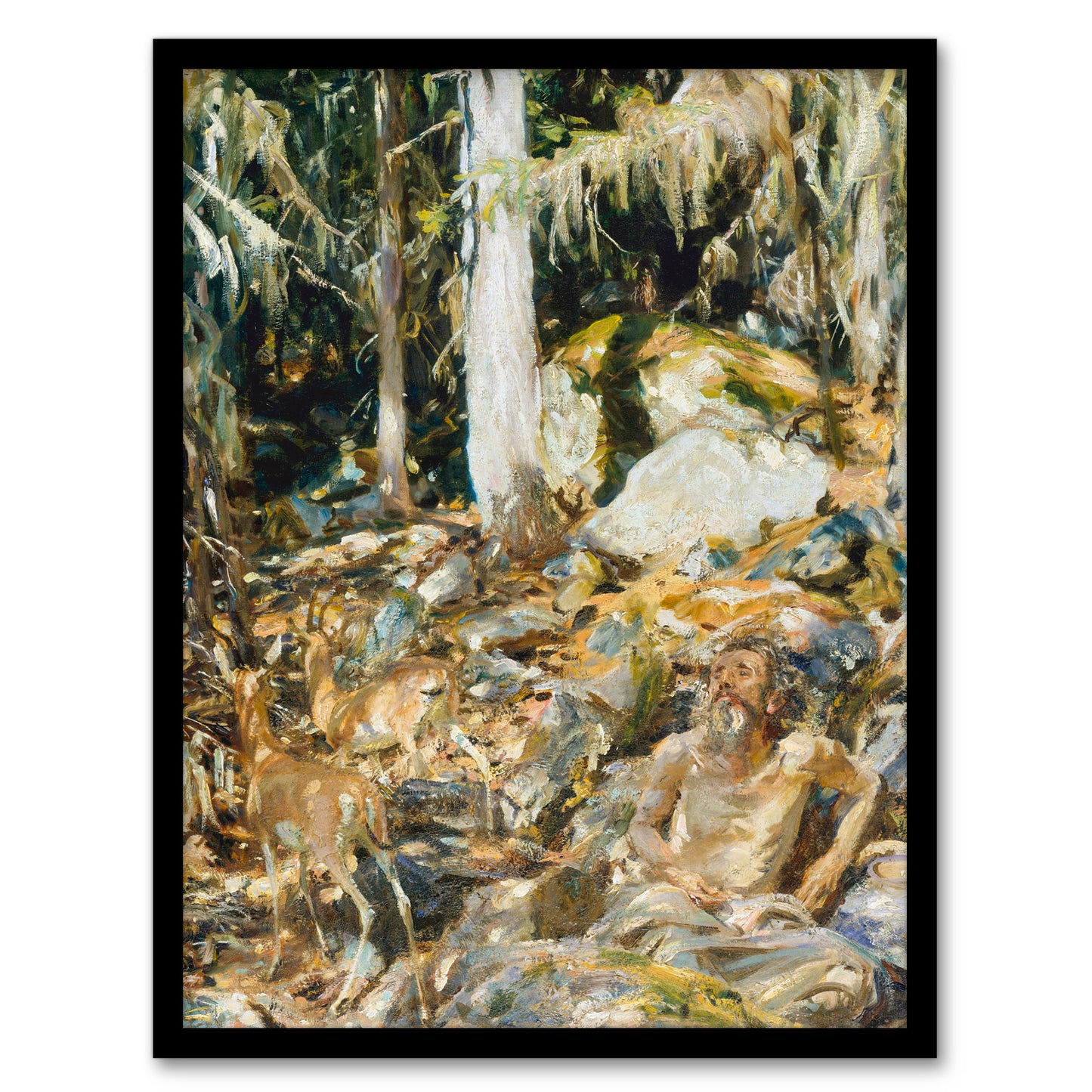 John S Sargent Framed Wall Art Il Solitario The Hermit in the Forest Home Décor