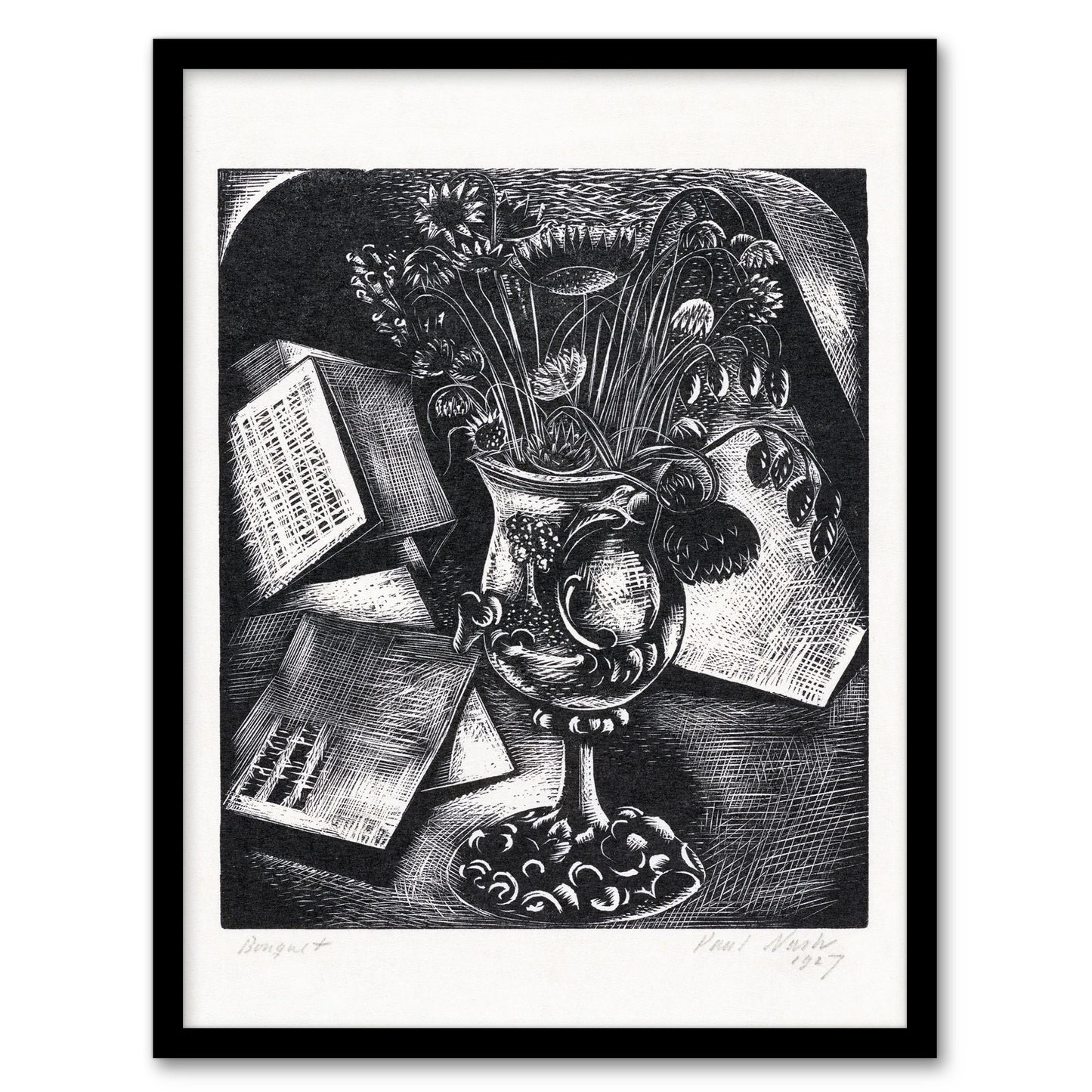 Paul Nash Framed Wall Art Print Flower Bouquet Black White Still Life Home Décor