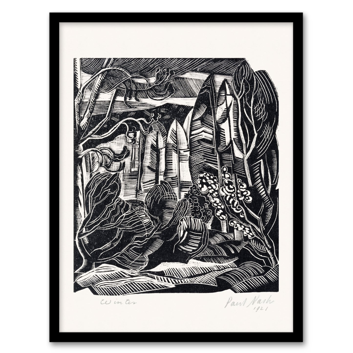 Paul Nash Framed Wall Art Winter in Hampden Black White Landscape Home Décor