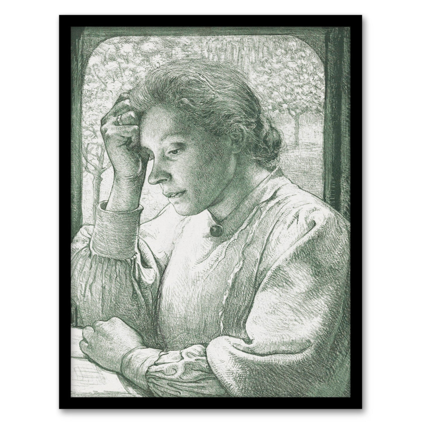 Richard Roland Holst Framed Wall Art Pencil Portrait of Henriette Home Décor