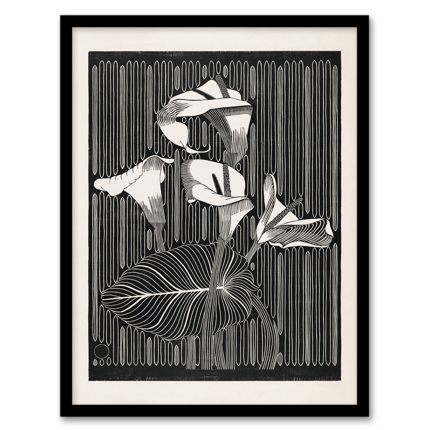 Samuel J De Mesquita Framed Wall Art Stylised Calla Lily Flowers Home Décor