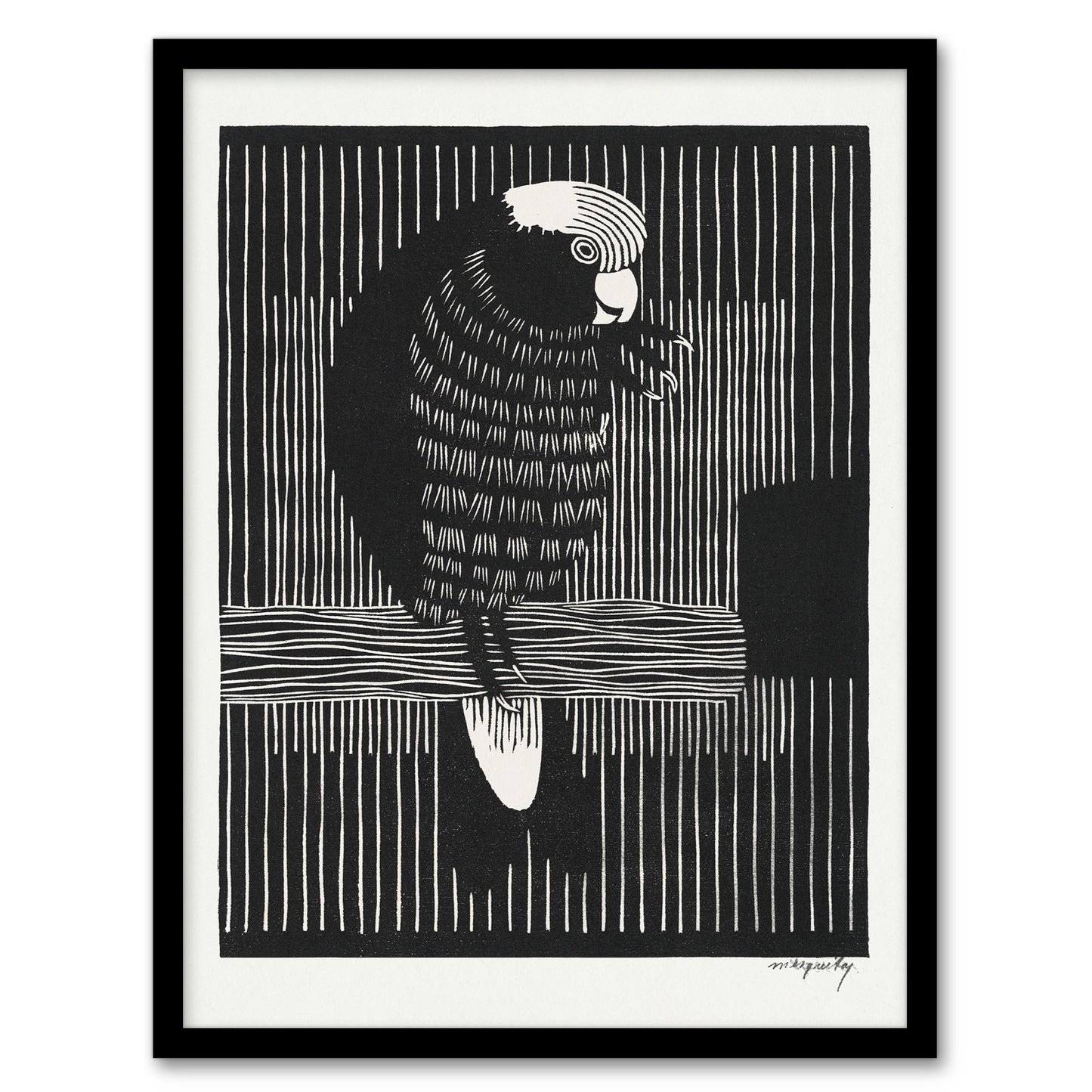Samuel J De Mesquita Framed Wall Art Stylised Galah Cockatoo Bird Home Décor