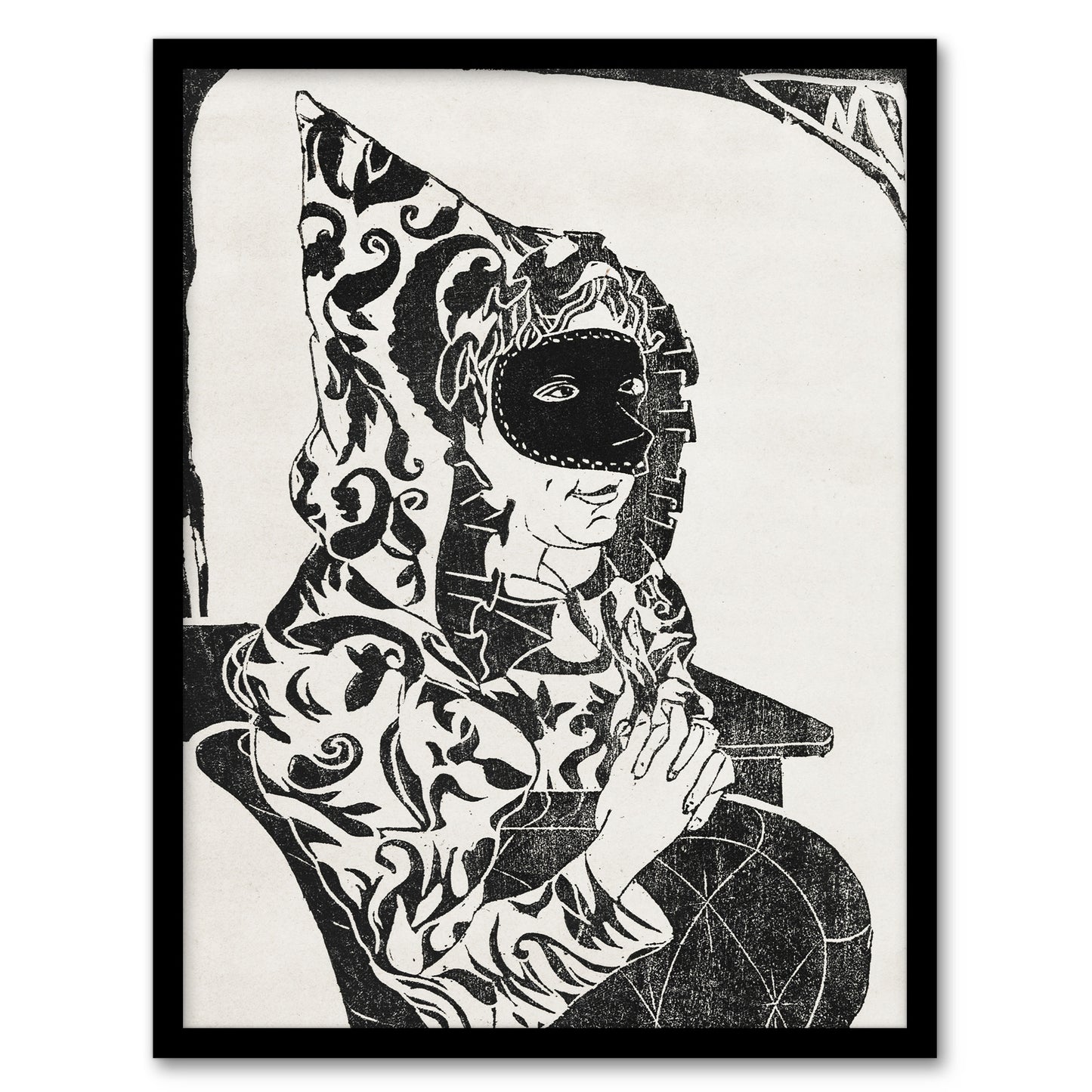 Samuel J De Mesquita Framed Wall Art Print Masked Woman with Cape Home Décor